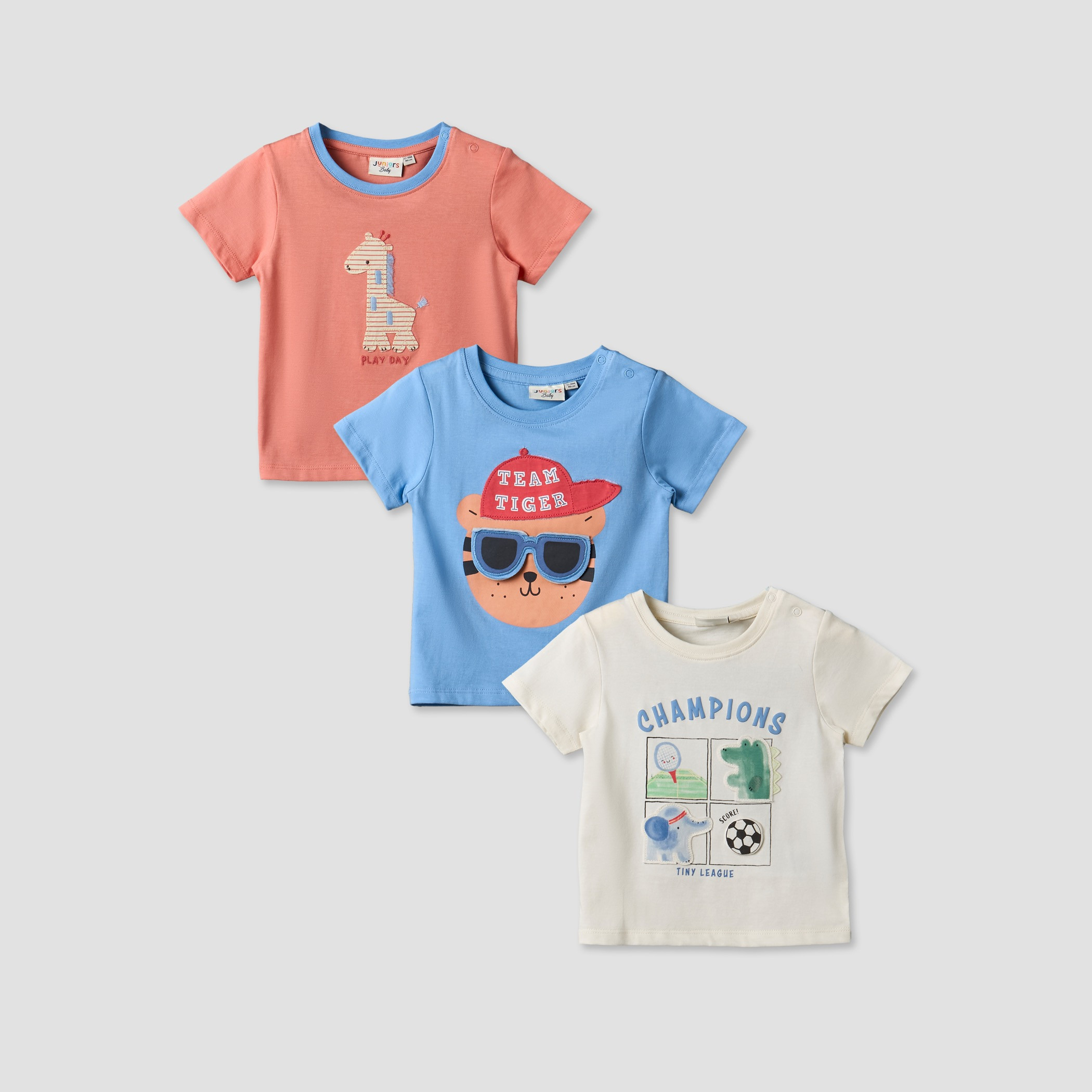 Pack of 3 Juniors Crew Neck Short Sleeves T-shirt with Fun Print-baby-boys-clothing-tshirtsandpolos-image-1