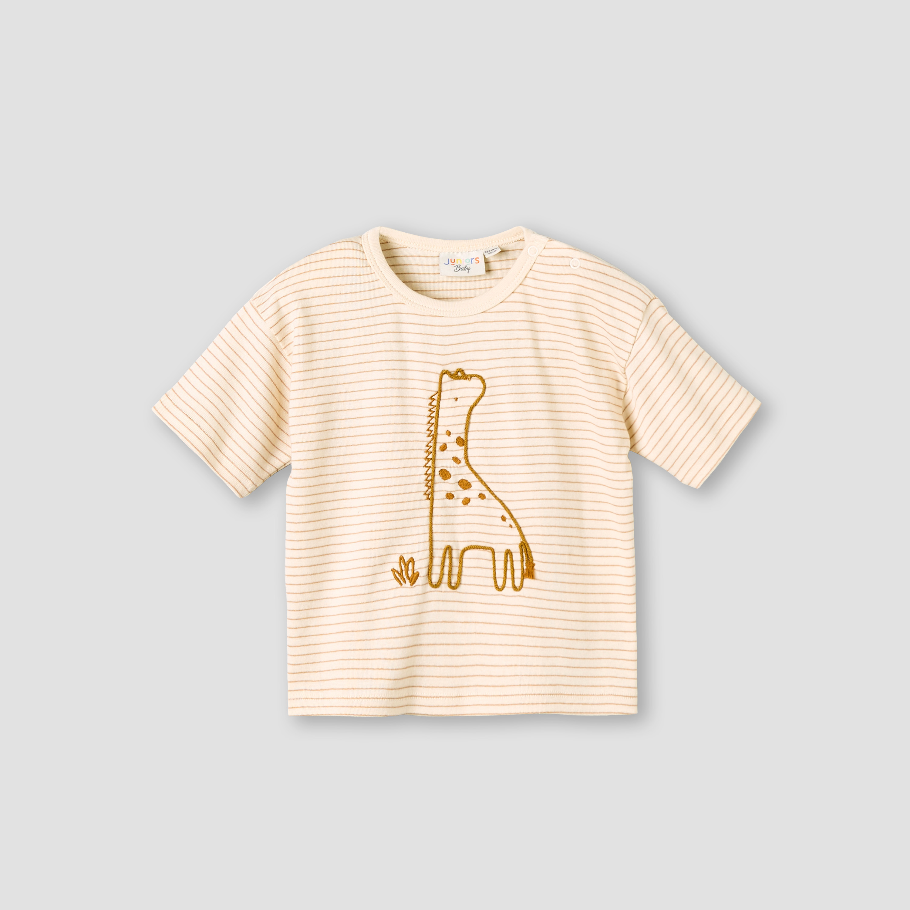 تيشيرت برقبة ضيقة وأكمام قصيرة وتطريز زرافة من جونيورز-baby-boys-clothing-tshirtsandpolos-image-1