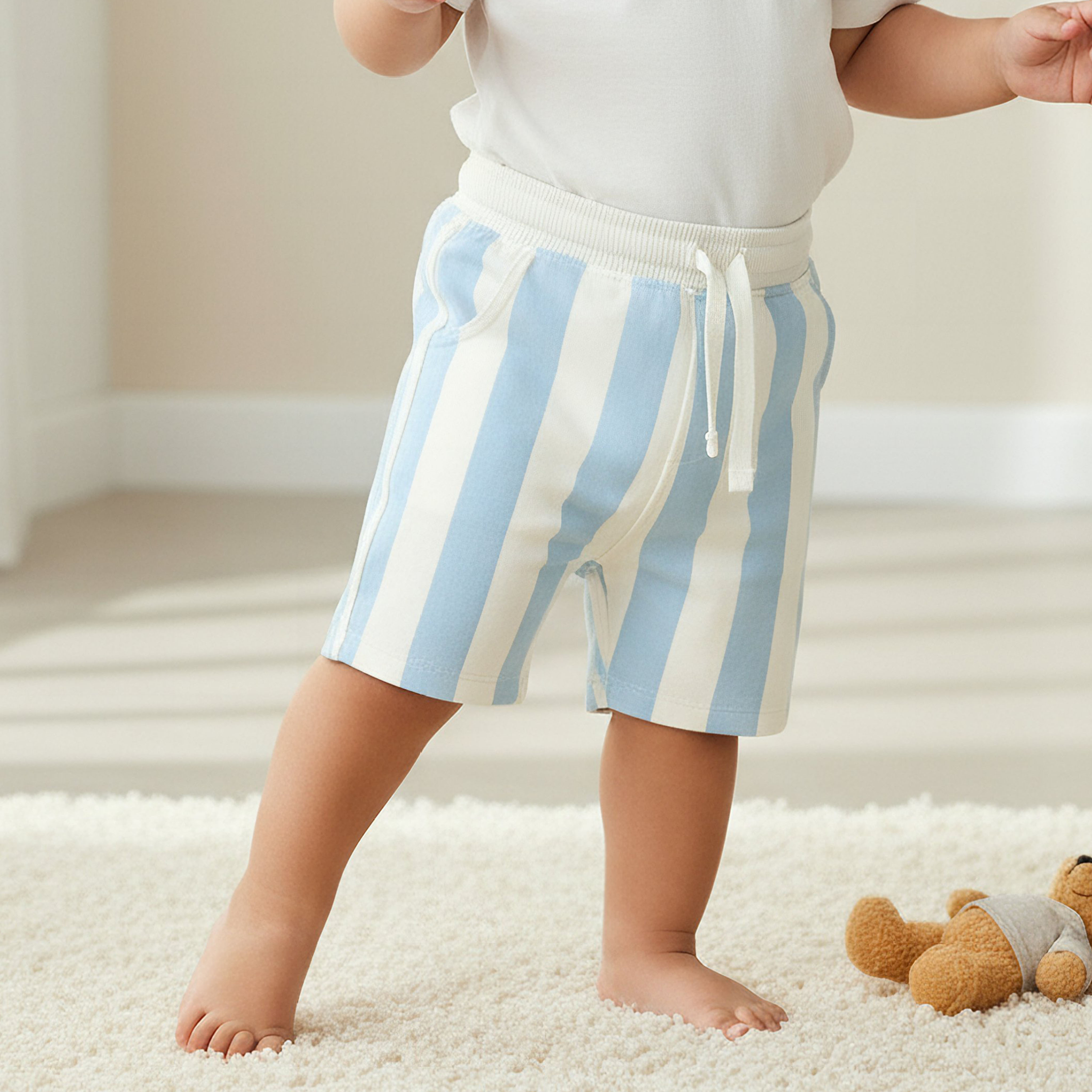 Juniors Drawstring Waist Shorts with Stripes-baby-boys-clothing-bottoms-shorts-image-1