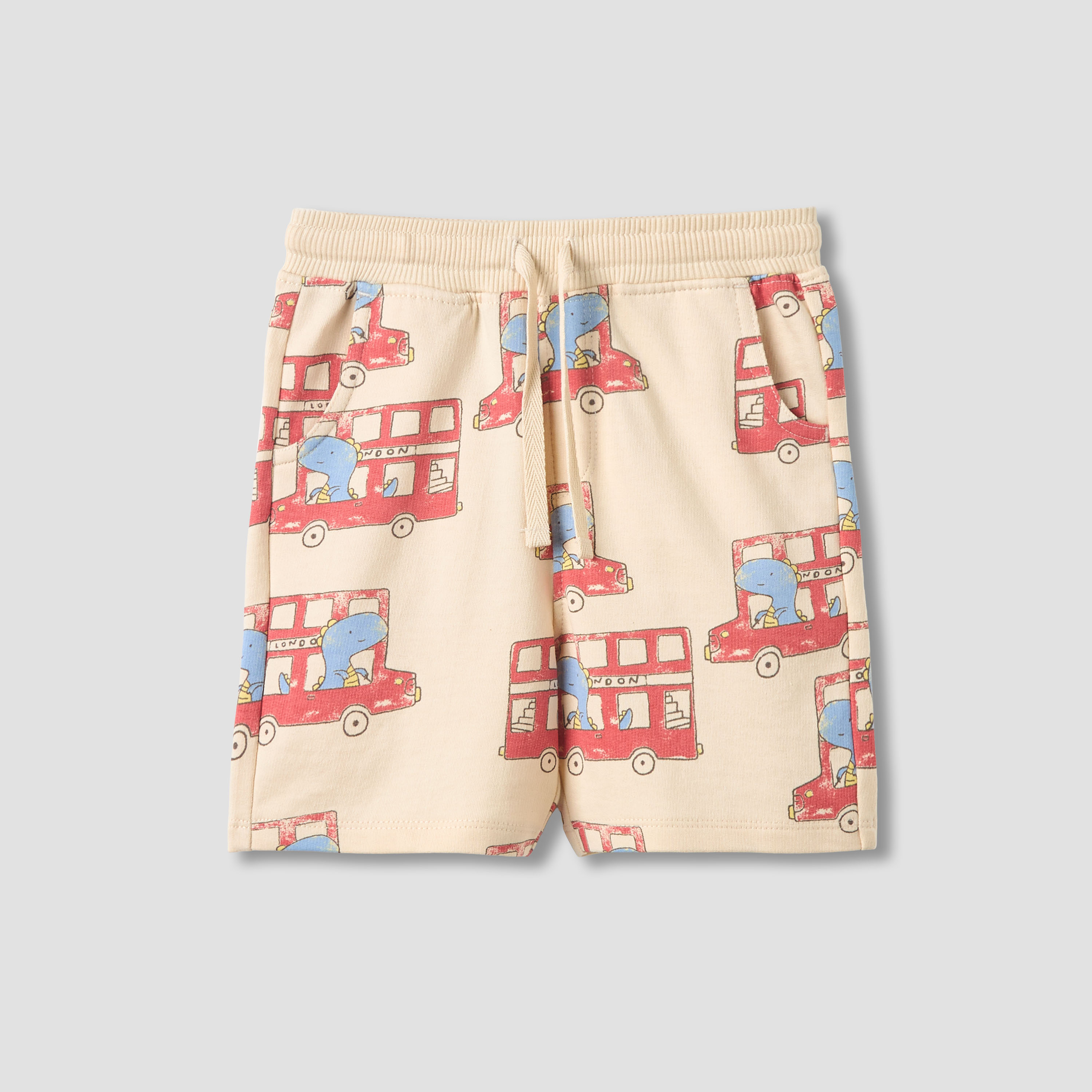 Juniors Drawstring Waist Shorts with Dinosaur Print-baby-boys-clothing-bottoms-shorts-image-2