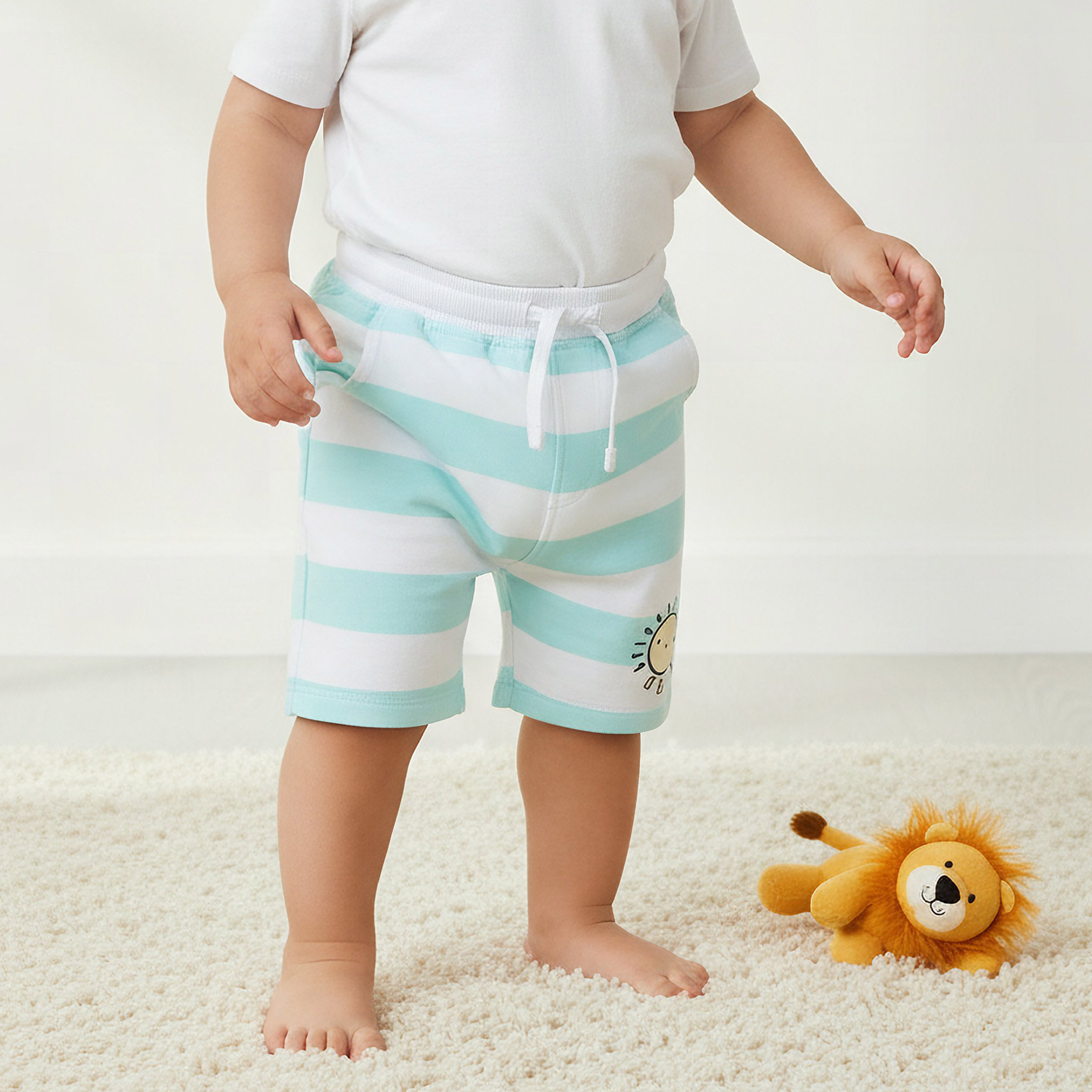 Juniors Drawstring Waist Shorts with Stripes-baby-boys-clothing-bottoms-shorts-image-1