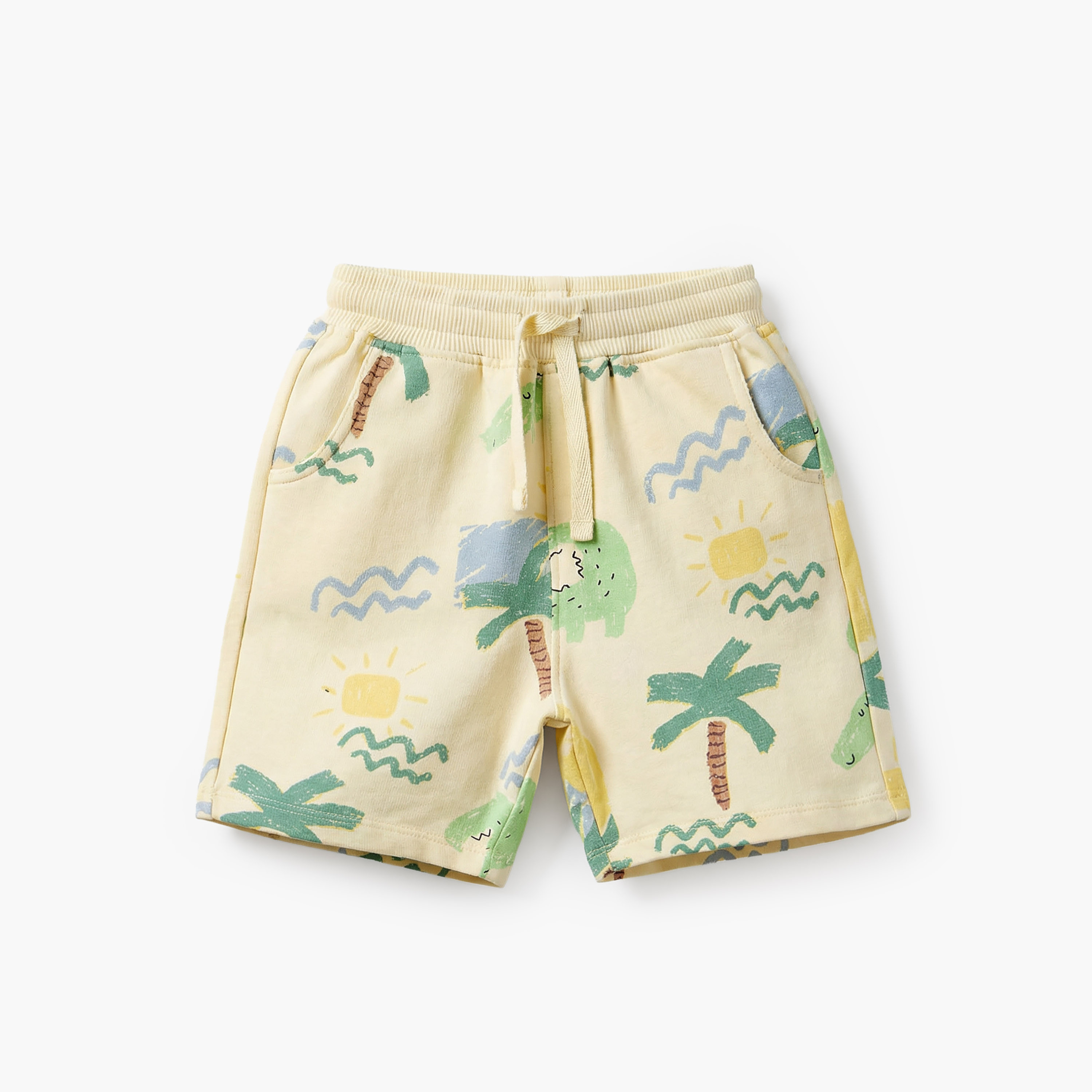 Juniors Elasticated Drawstring Waist Shorts with Alligator Print-baby-boys-clothing-bottoms-shorts-image-2
