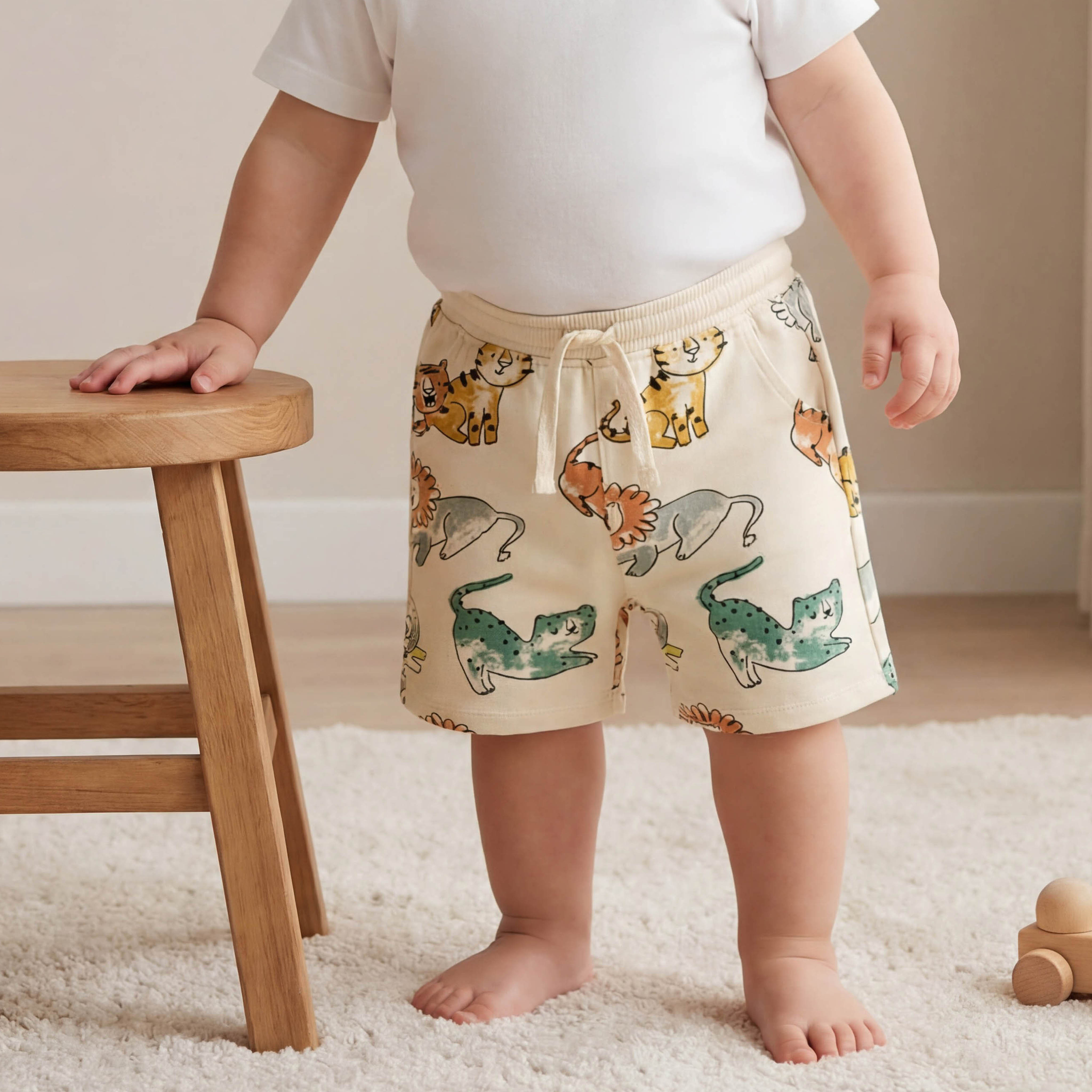 Juniors Elasticated Drawstring Waist Shorts with Alligator Print-baby-boys-clothing-bottoms-shorts-image-1