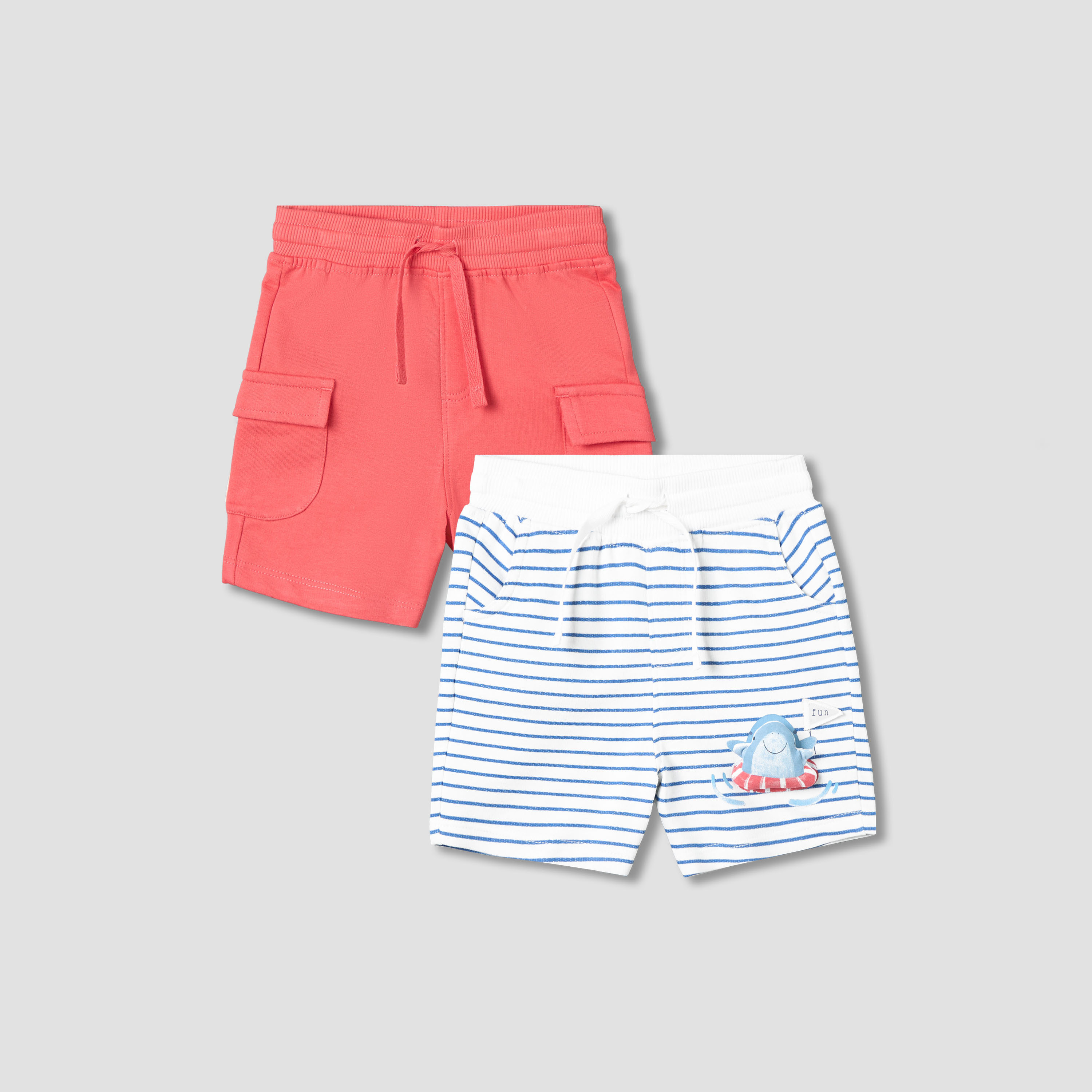 Pack of 2 Juniors Knee Length Drawstring Waist Shorts with Assorted Design-baby-boys-clothing-bottoms-shorts-image-1