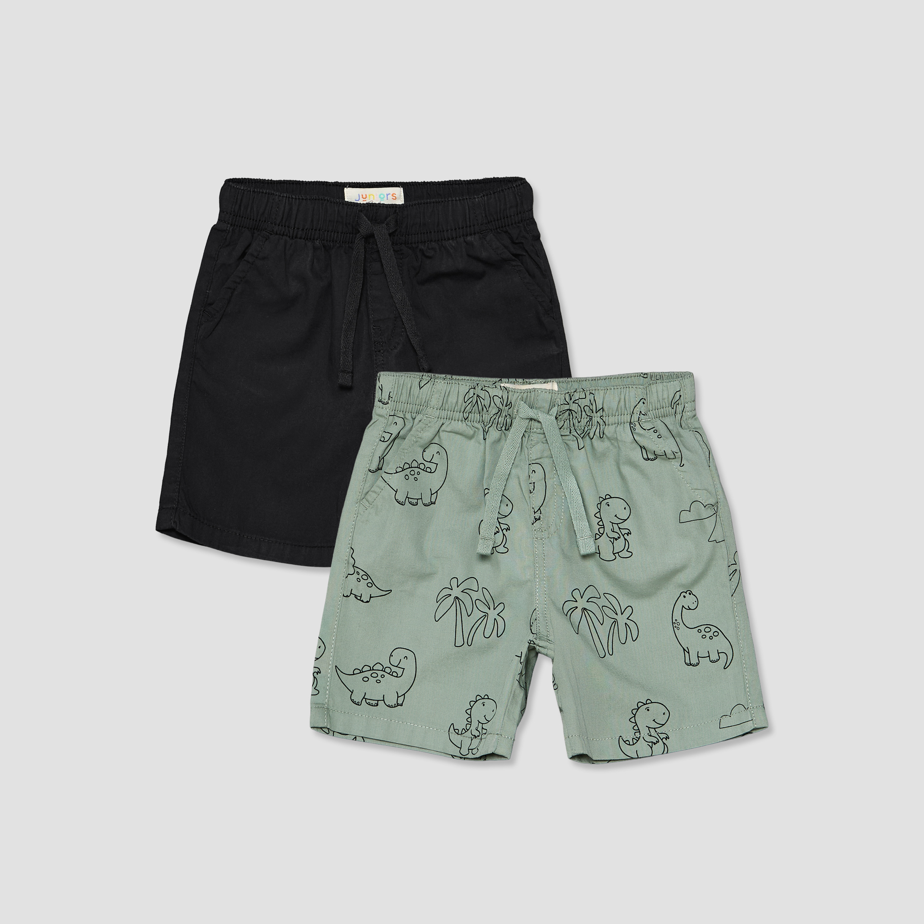 Pack of 2 Juniors Drawstring Waist Shorts with Assorted Design-baby-boys-clothing-bottoms-shorts-image-1