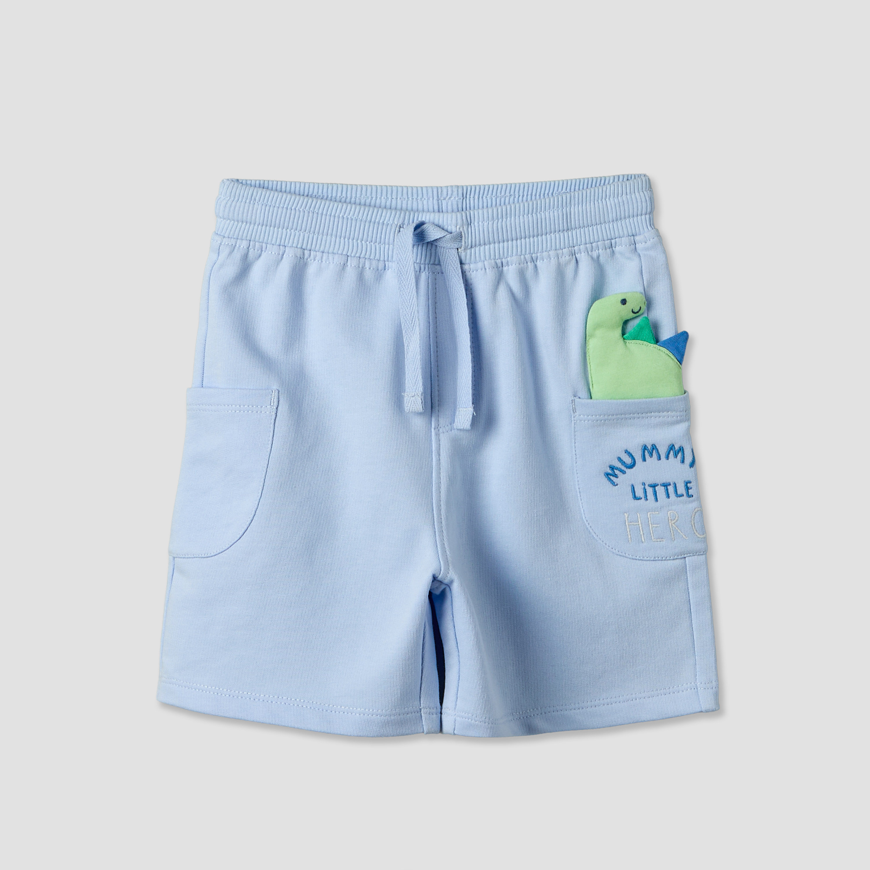 Juniors Knee Length Drawstring Waist Shorts with Dinosaur Applique-baby-boys-clothing-bottoms-shorts-image-2