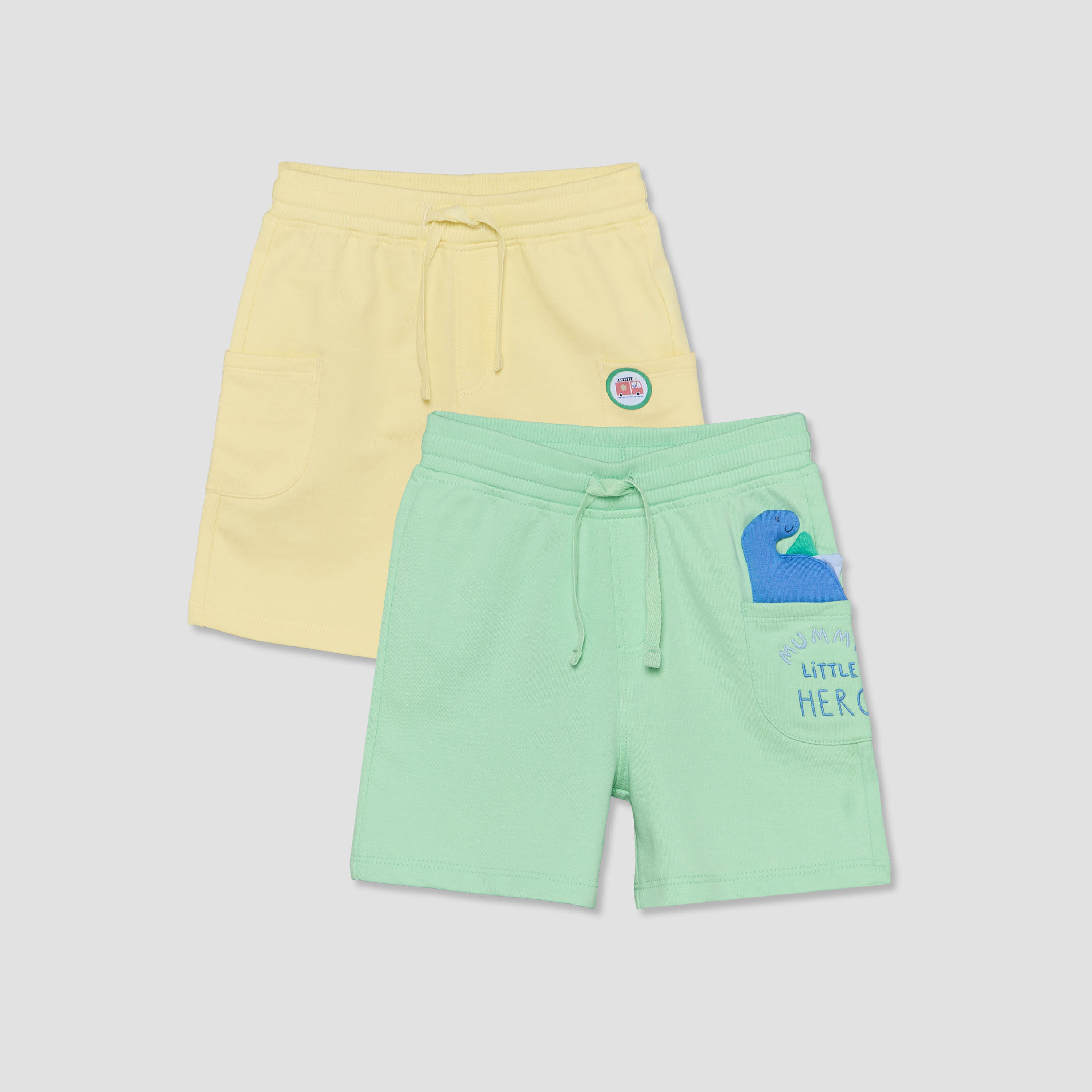 Pack of 2 Juniors Knee Length Drawstring Waist Shorts with Applique-baby-boys-clothing-bottoms-shorts-image-1