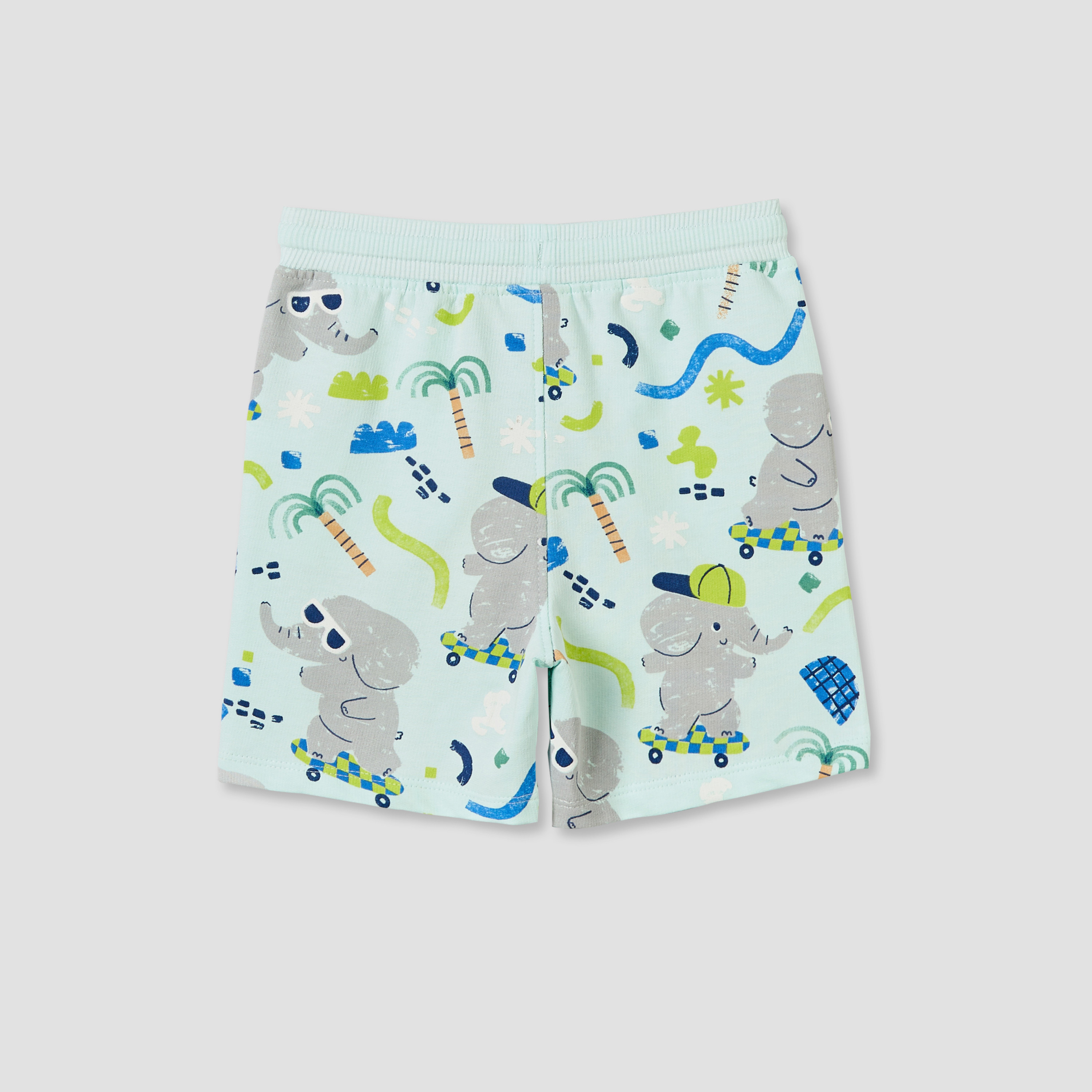Juniors Drawstring Waist Shorts with Elephant Print-baby-boys-clothing-bottoms-shorts-image-3