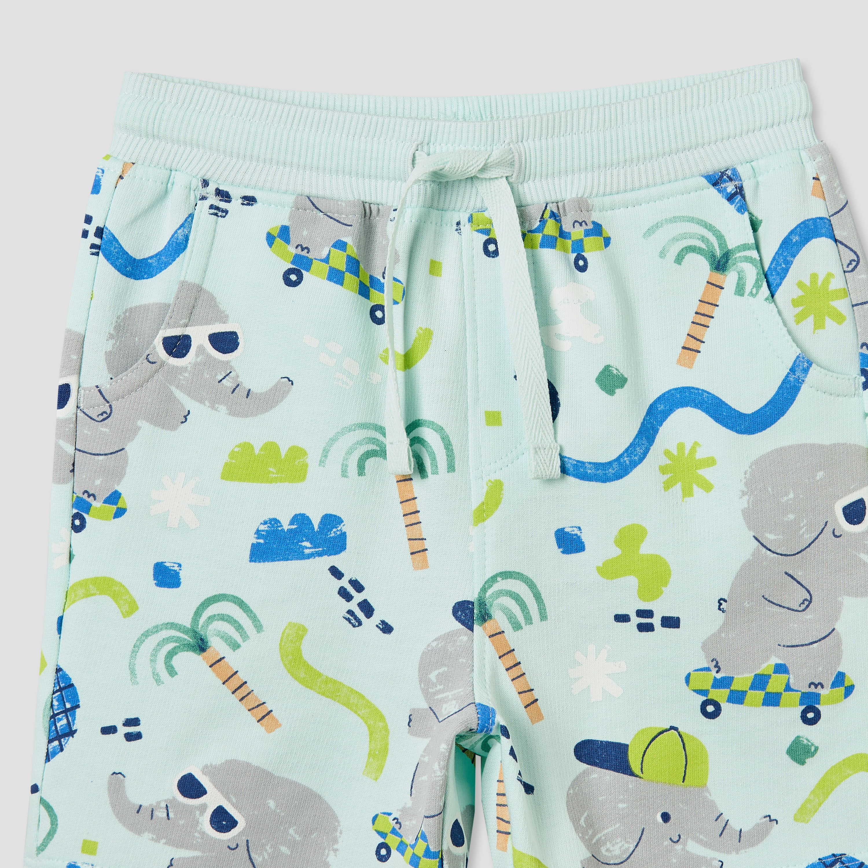 Juniors Drawstring Waist Shorts with Elephant Print-baby-boys-clothing-bottoms-shorts-image-4