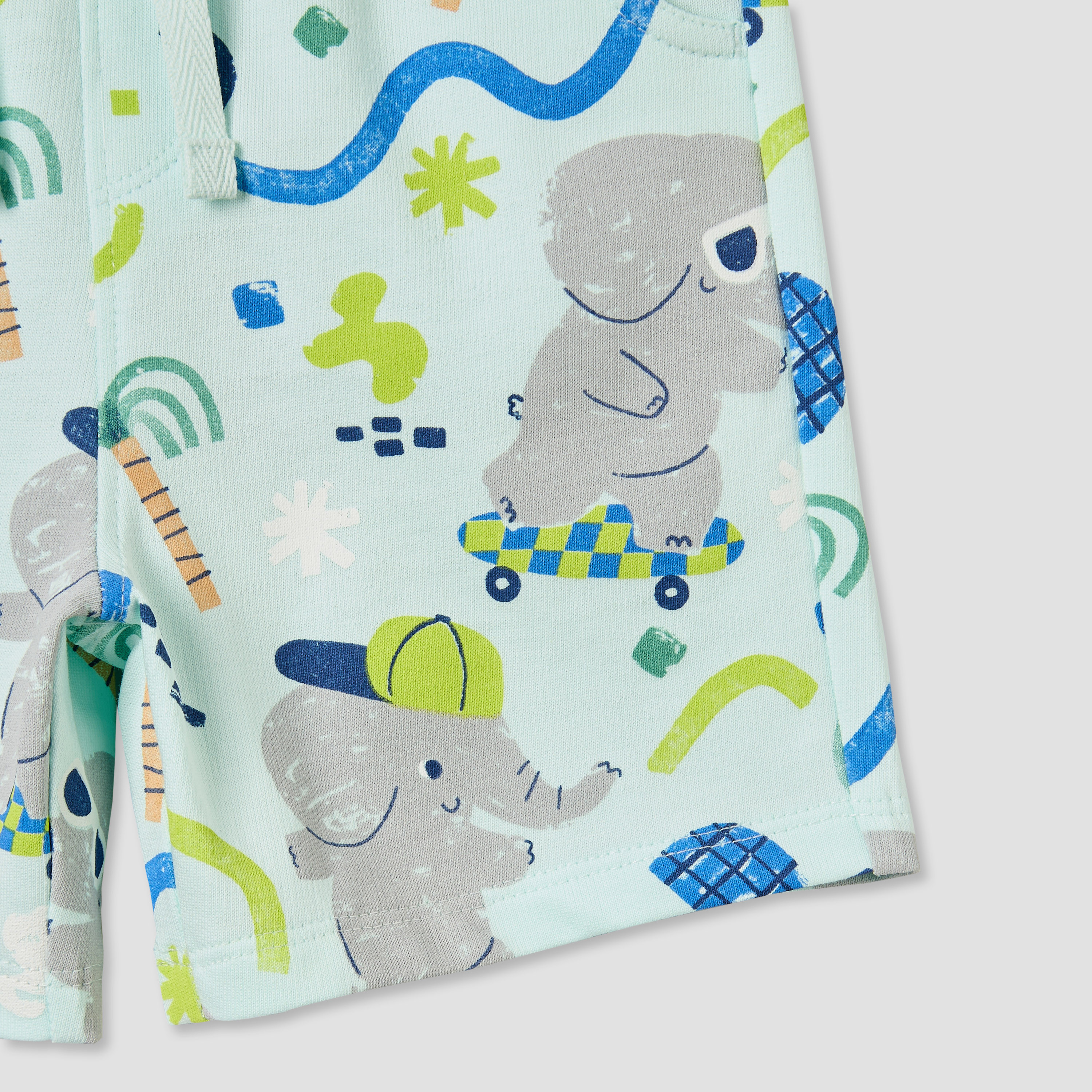 Juniors Drawstring Waist Shorts with Elephant Print-baby-boys-clothing-bottoms-shorts-image-5