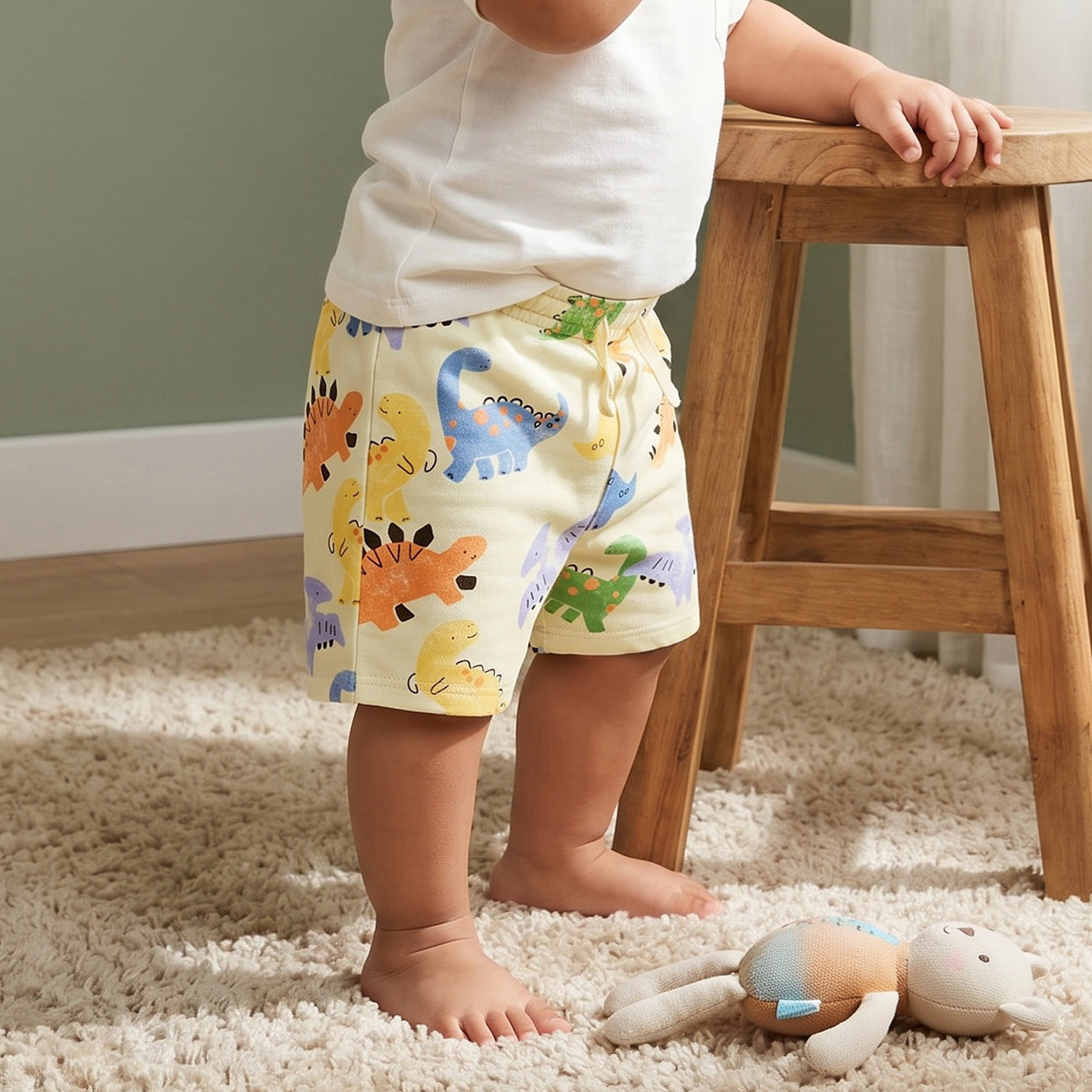 Juniors Drawstring Waist Shorts with Dinosaur Print-baby-boys-clothing-bottoms-shorts-image-1