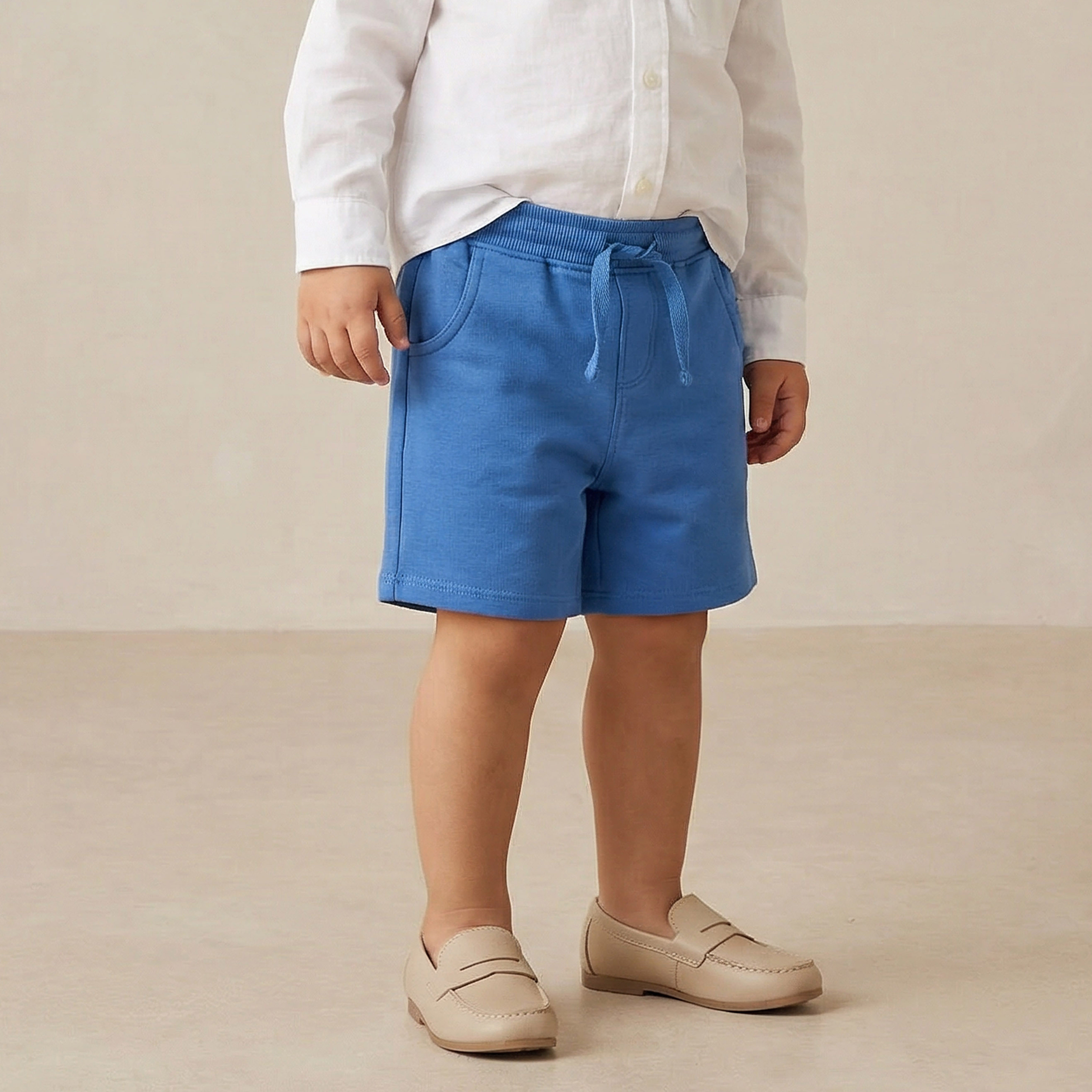 Juniors Knee Length Elasticated Drawstring Waist Shorts with Pockets-baby-boys-clothing-bottoms-shorts-image-1
