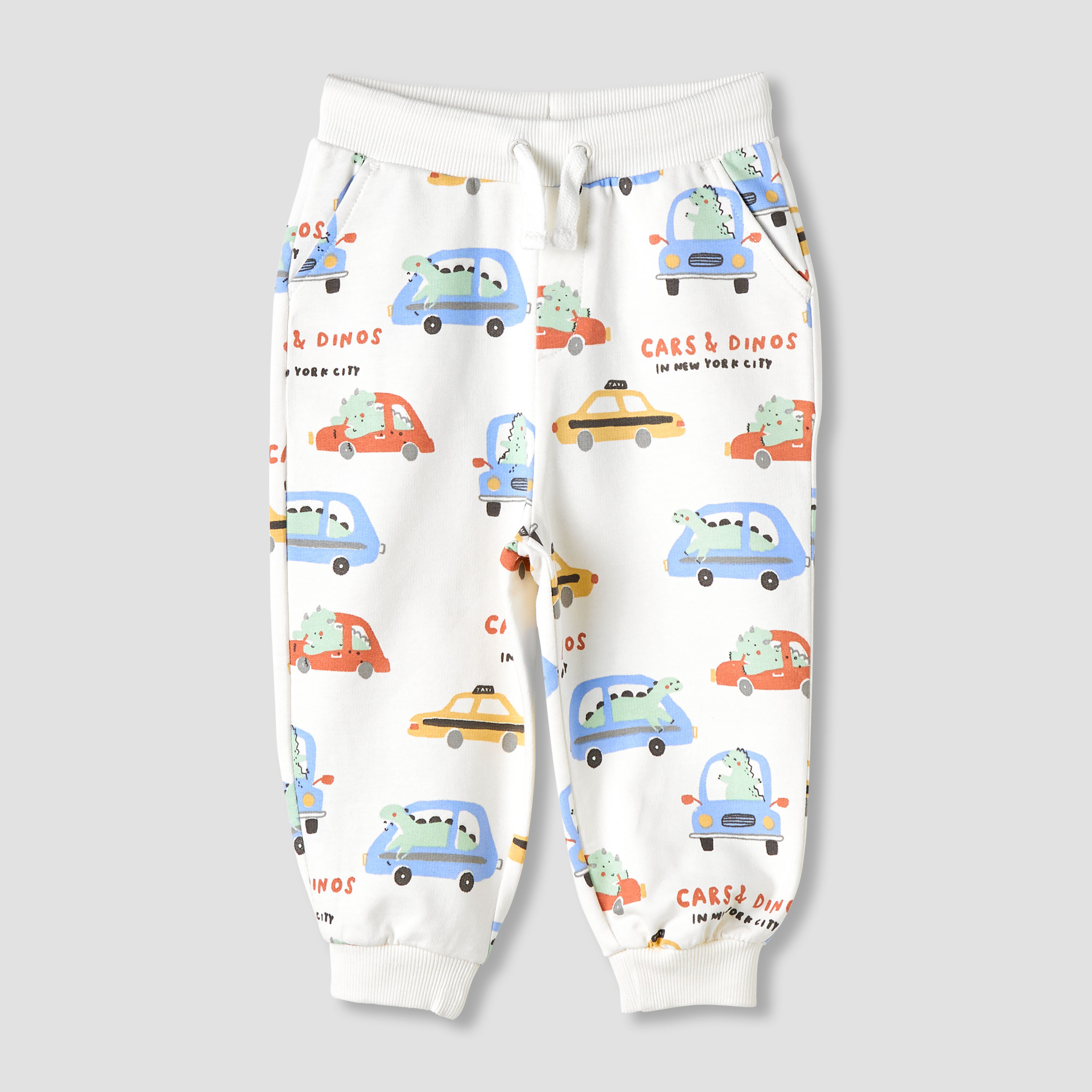 Juniors Boys Joggers with Cars Print - Cotton - Drawstring Waist-baby-boys-clothing-bottoms-joggersandtrackpants-image-1