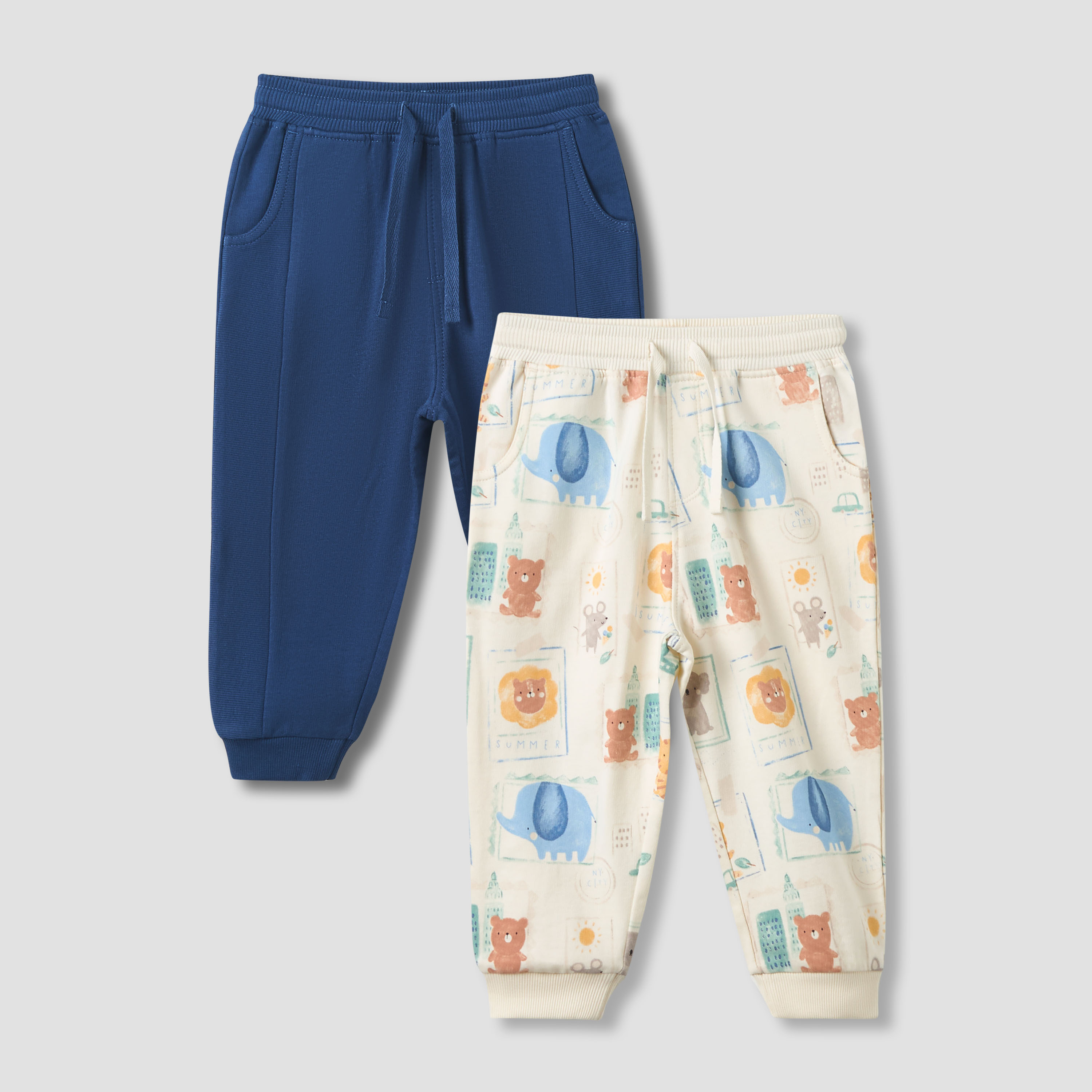 Juniors Drawstring Waist Joggers with Assorted Design, Set of 2-baby-boys-clothing-bottoms-joggersandtrackpants-image-1