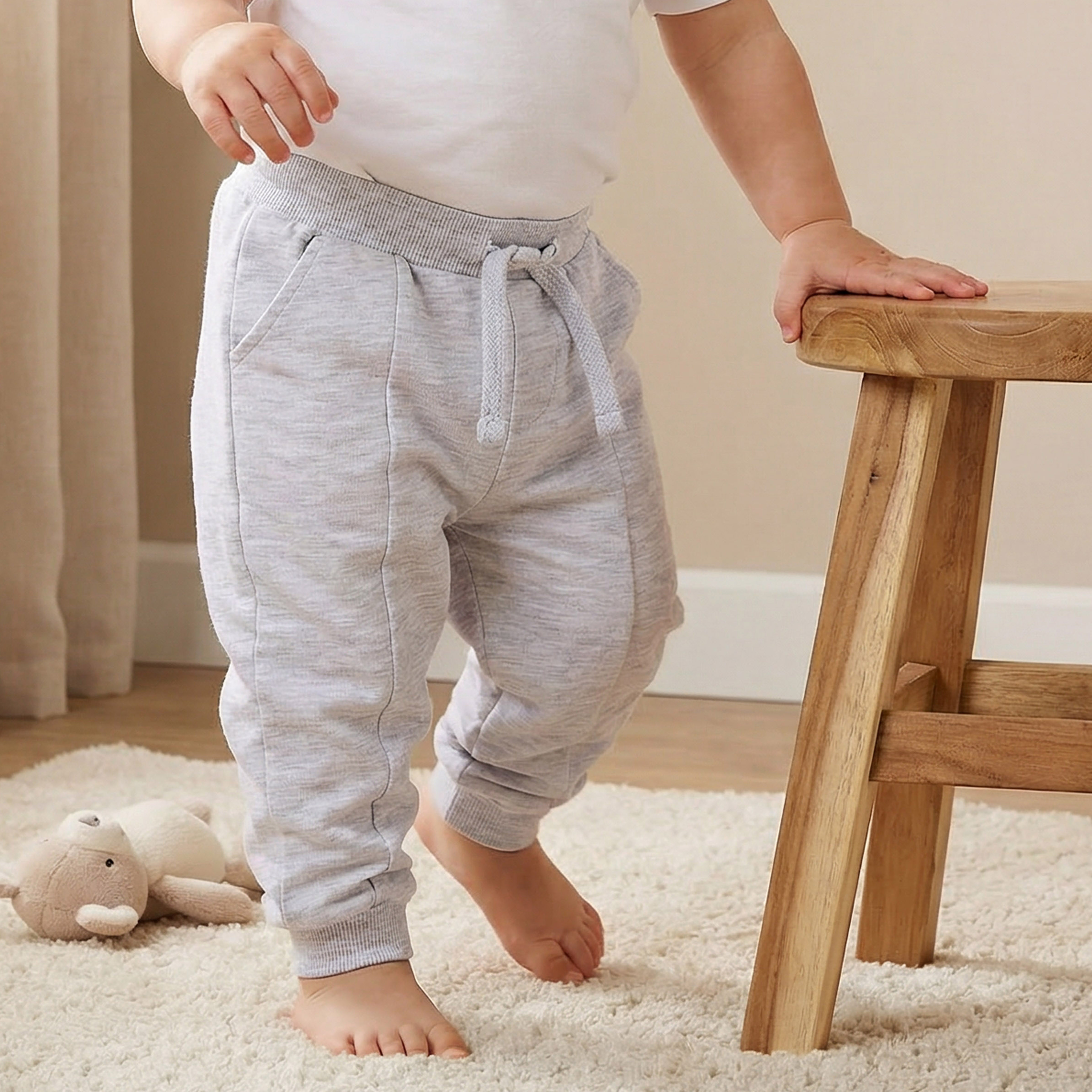 Juniors Drawstring Waist Joggers with Solid Design-baby-boys-clothing-bottoms-joggersandtrackpants-image-1