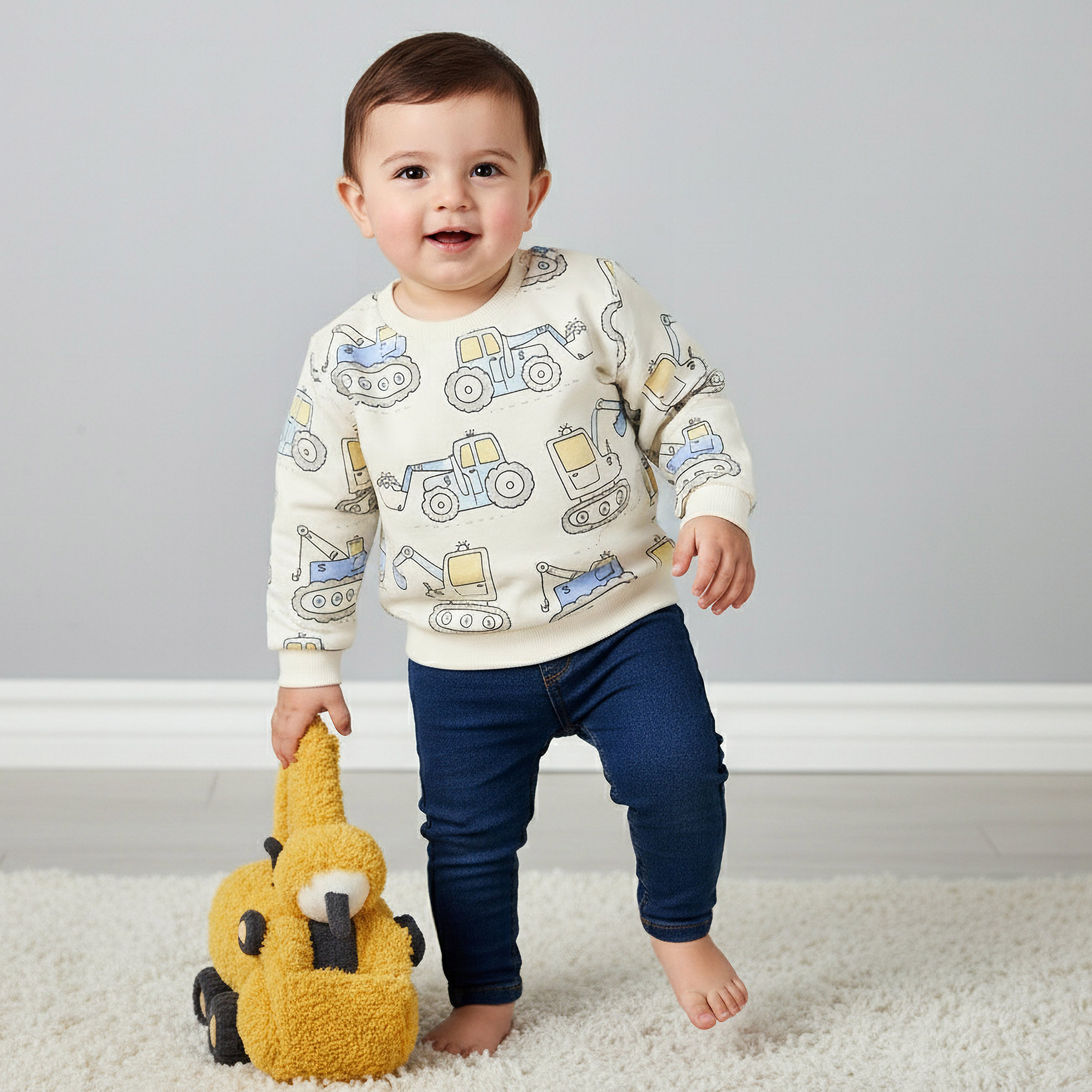 سويت شيرت بطبعات معدات البناء بأكمام طويلة من جونيورز-baby-boys-clothing-sweatshirts-image-4