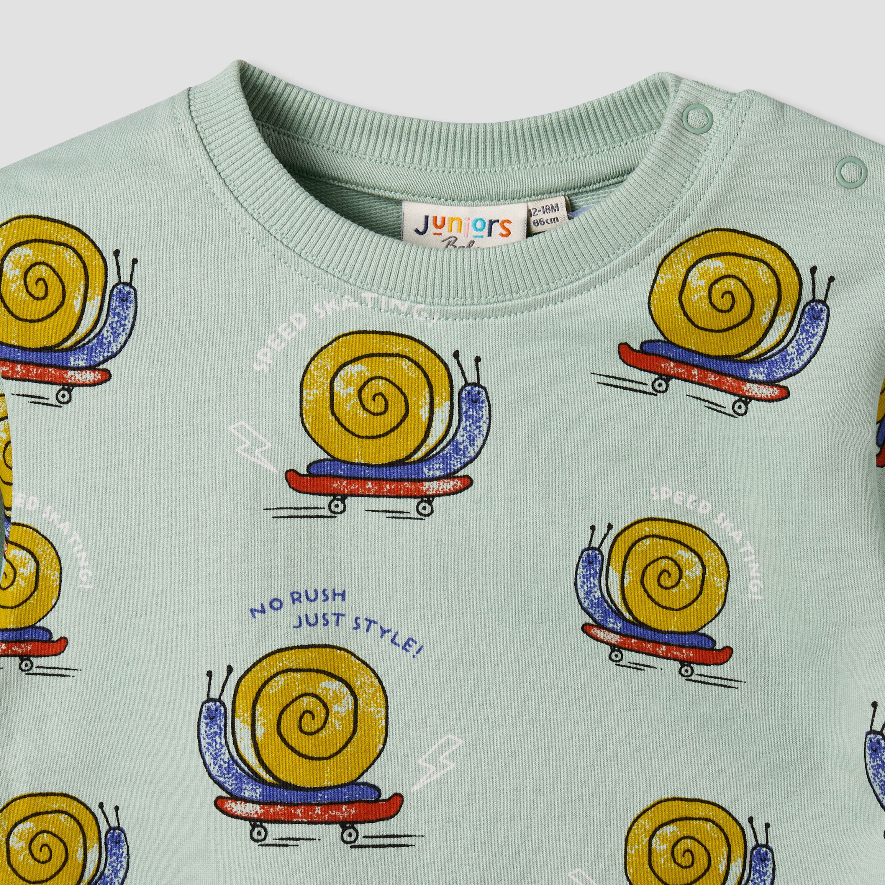 Juniors Snail Print Sweatshirt with Long Sleeves-baby-boys-clothing-sweatshirts-image-4