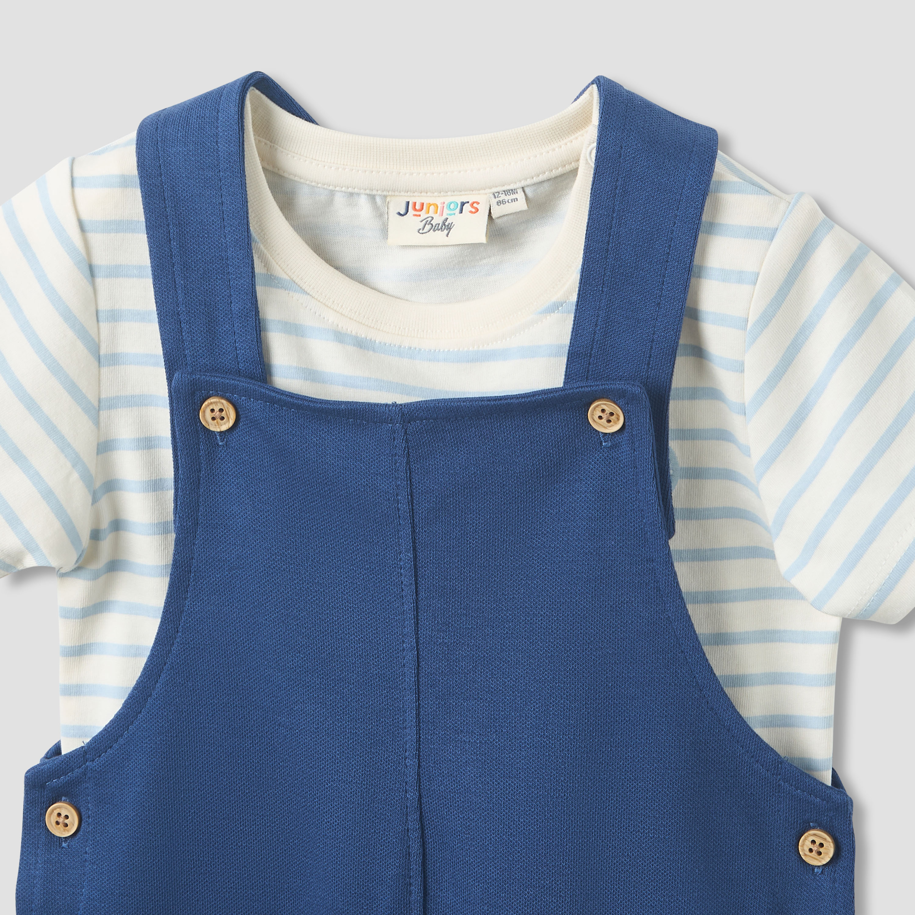 طقم دنغري بزخارف فيل وتيشيرت بياقة ضيقة وأكمام قصيرة من جونيورز-baby-boys-clothing-rompers-image-2