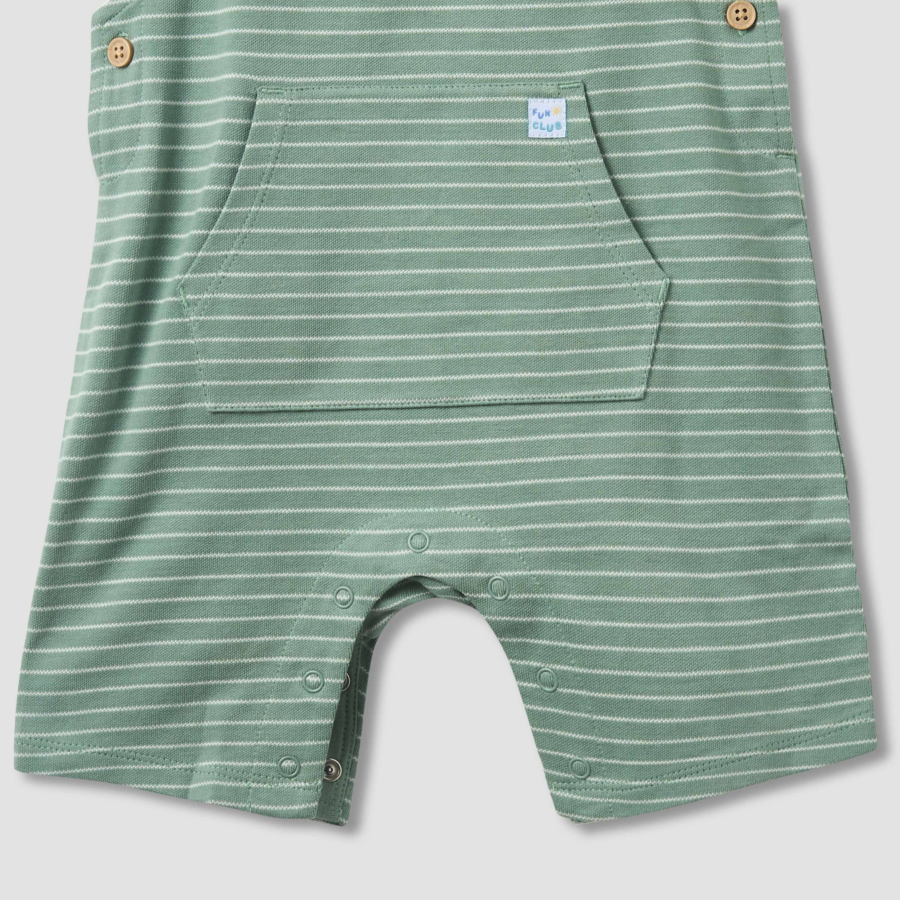 Juniors Crew Neck Short Sleeve T-shirt and Dungaree Set with Stripes-baby-boys-clothing-rompers-image-6