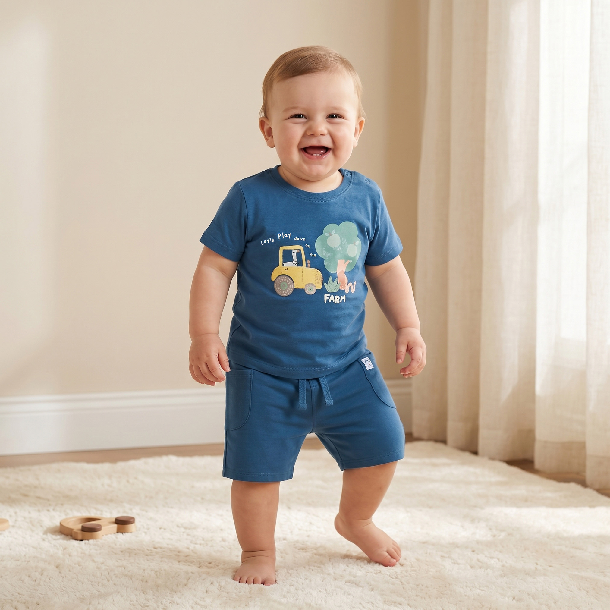 Pack of 3 Juniors Crew Neck Short Sleeves T-shirt and Shorts Set with Print-baby-boys-clothing-setsandcoords-image-2