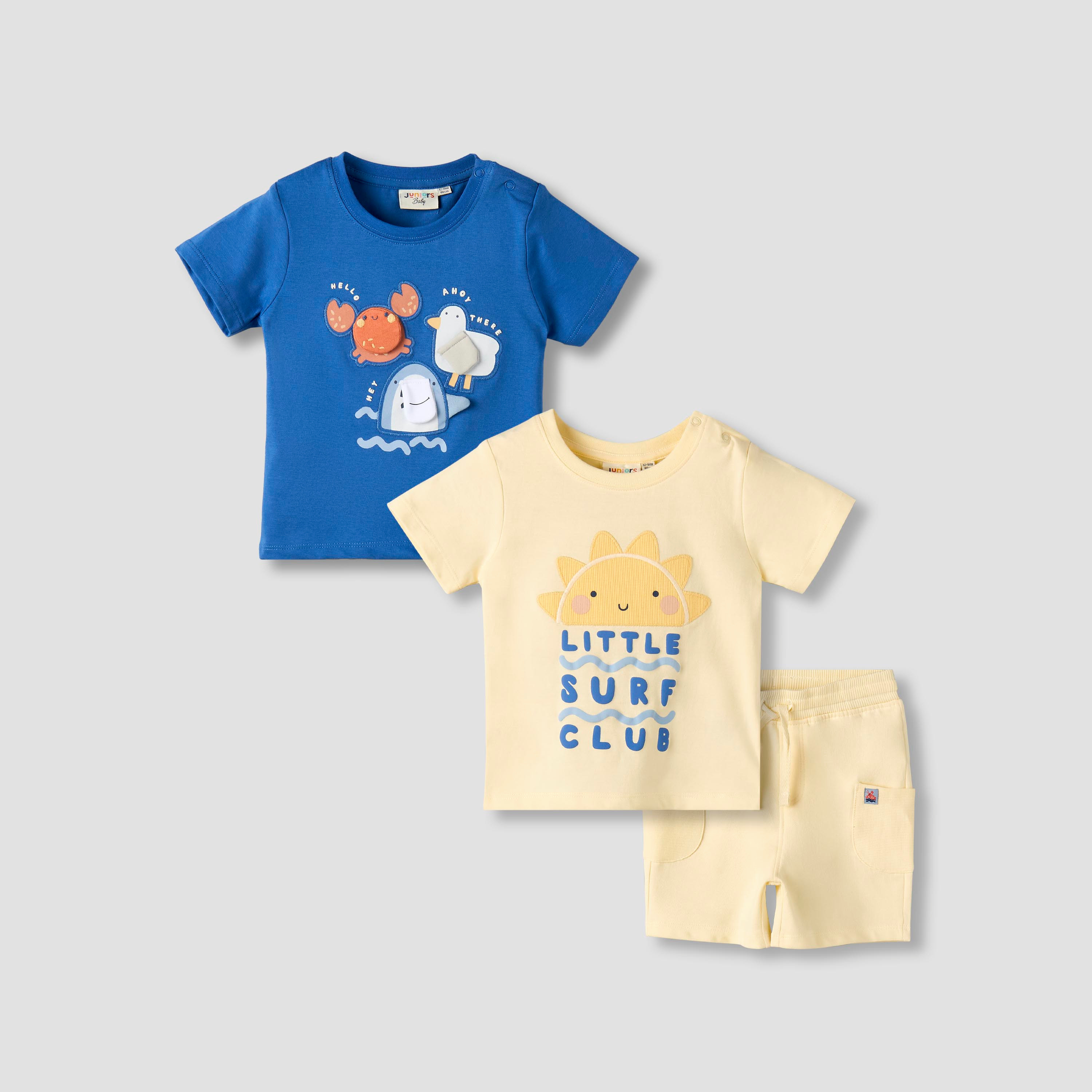 Set of 3 Juniors Crew Neck Short Sleeves T-shirt and Shorts Set with Print-baby-boys-clothing-setsandcoords-image-1
