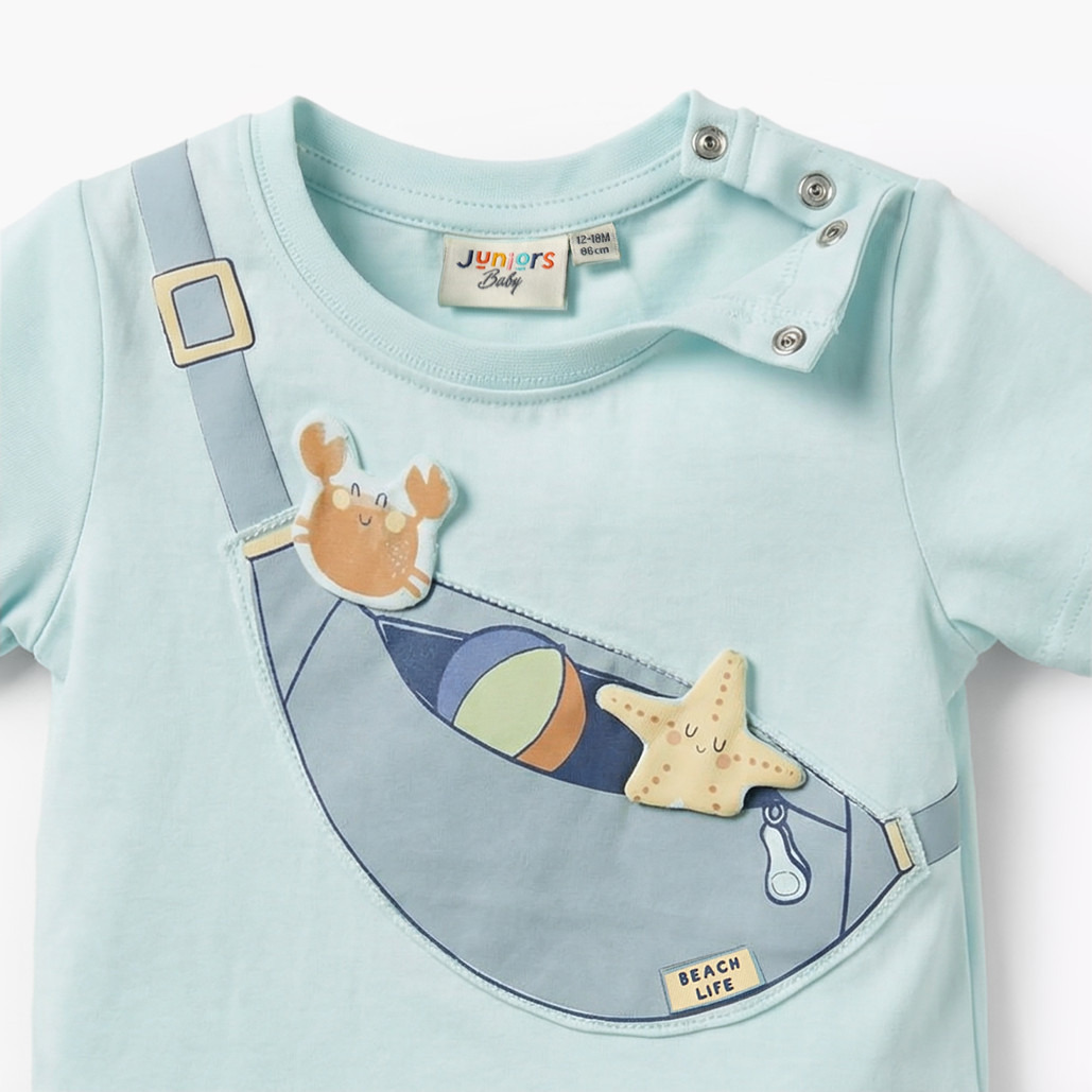 تيشيرتات بياقة ضيقة وأكمام قصيرة وطبعات مع شورت من جونيورز - طقم 3 قطع-baby-boys-clothing-setsandcoords-image-7