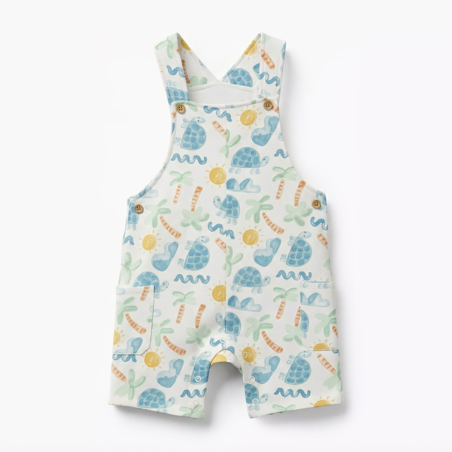 Juniors Crew Neck Short Sleeves T-shirt and Dungaree Set with Turtle Print-baby-boys-clothing-setsandcoords-image-5