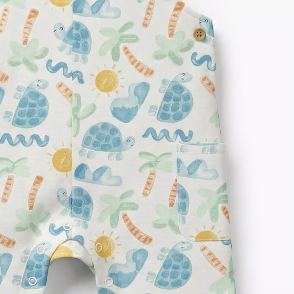 Juniors Crew Neck Short Sleeves T-shirt and Dungaree Set with Turtle Print-baby-boys-clothing-setsandcoords-image-8