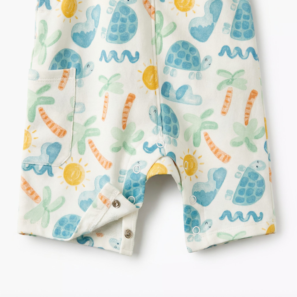 Juniors Crew Neck Short Sleeves T-shirt and Dungaree Set with Turtle Print-baby-boys-clothing-setsandcoords-image-9