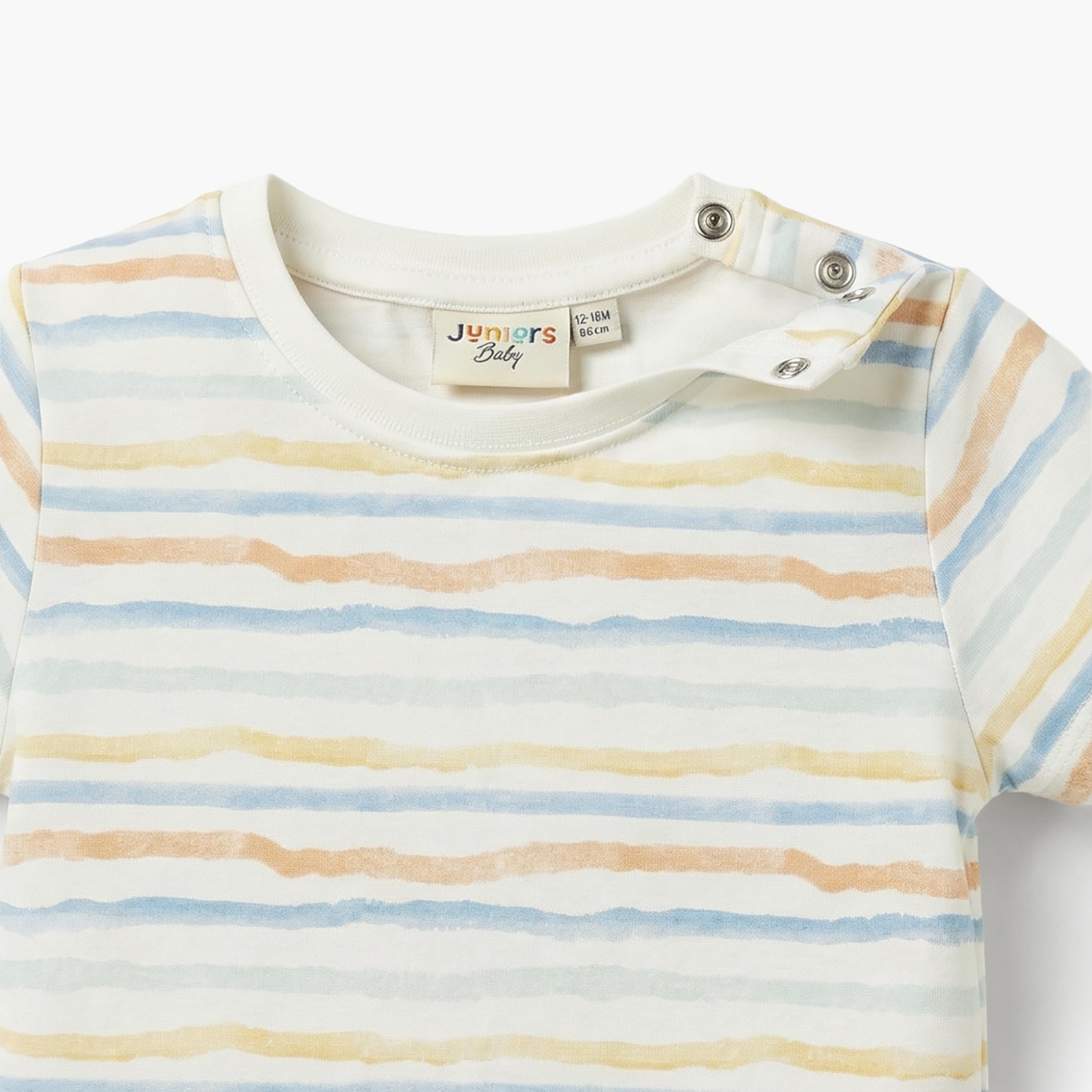 طقم دنغري وتيشيرت برقبة ضيقة وأكمام قصيرة وزخارف ديناصور من جونيورز-baby-boys-clothing-setsandcoords-image-5