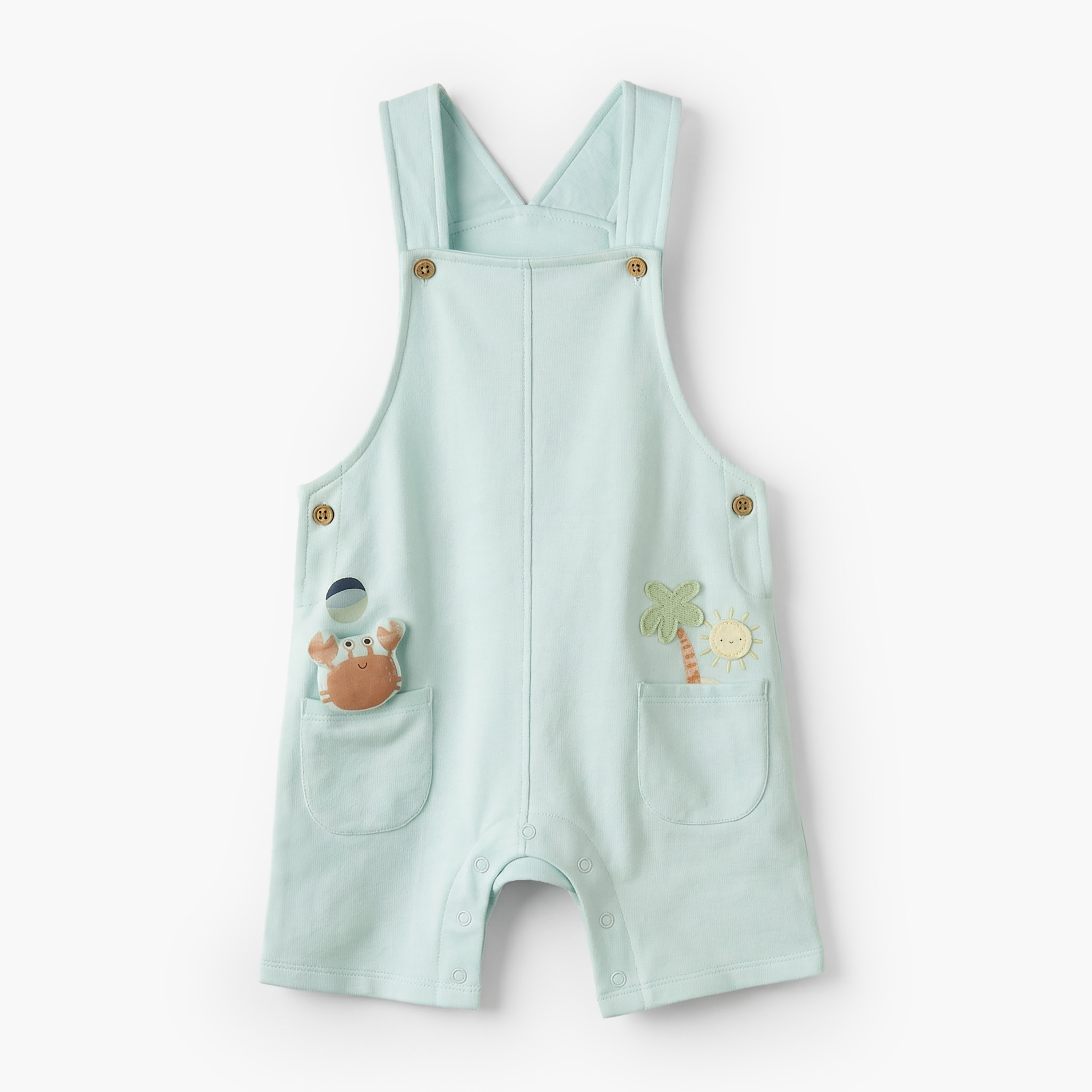 Juniors Crew Neck Short Sleeves T-shirt and Dungaree set with Beach Theme Applique-baby-boys-clothing-setsandcoords-image-2