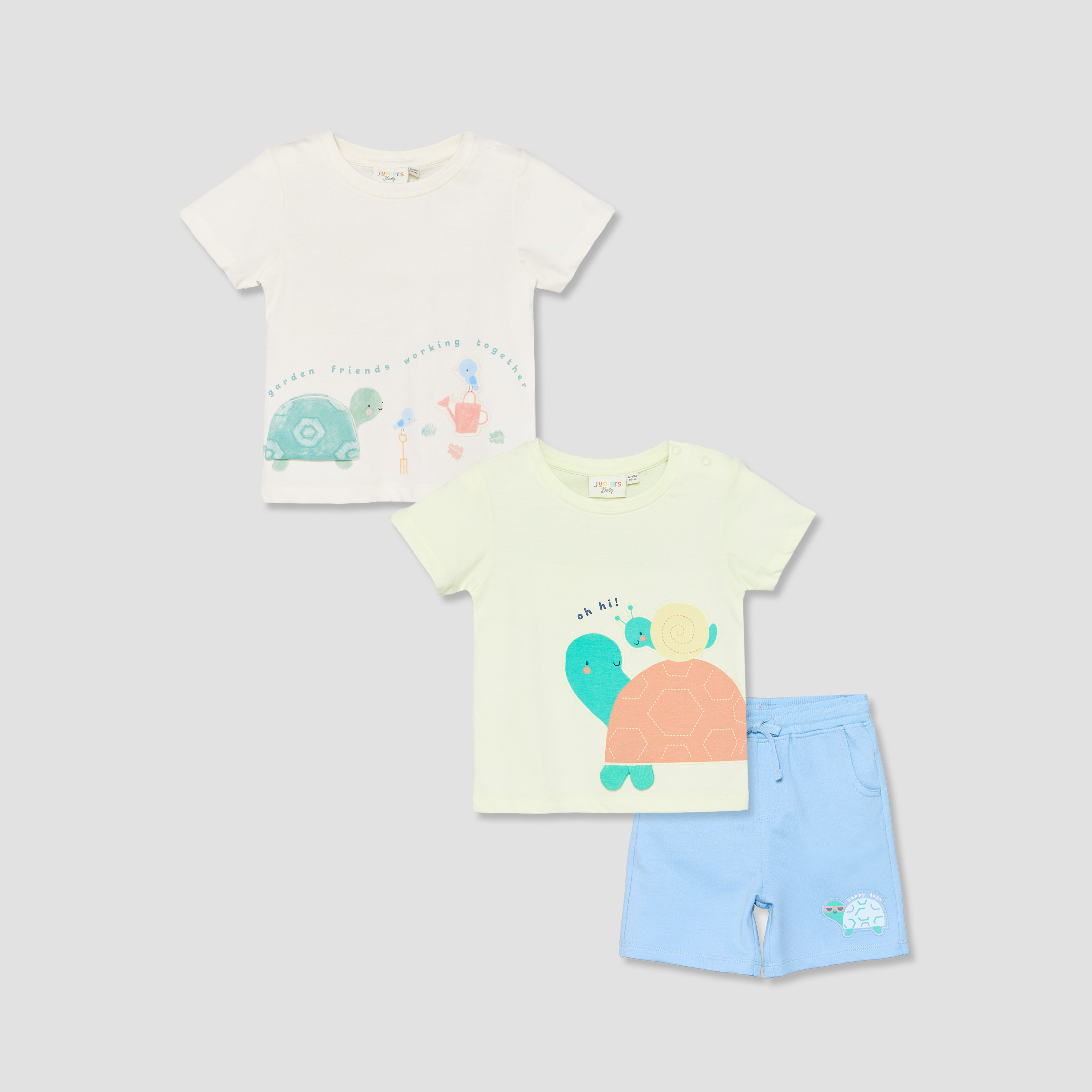 Set of 3 Juniors Crew Neck Short Sleeves T-shirt and Shorts Set with Applique Detail-baby-boys-clothing-setsandcoords-image-1