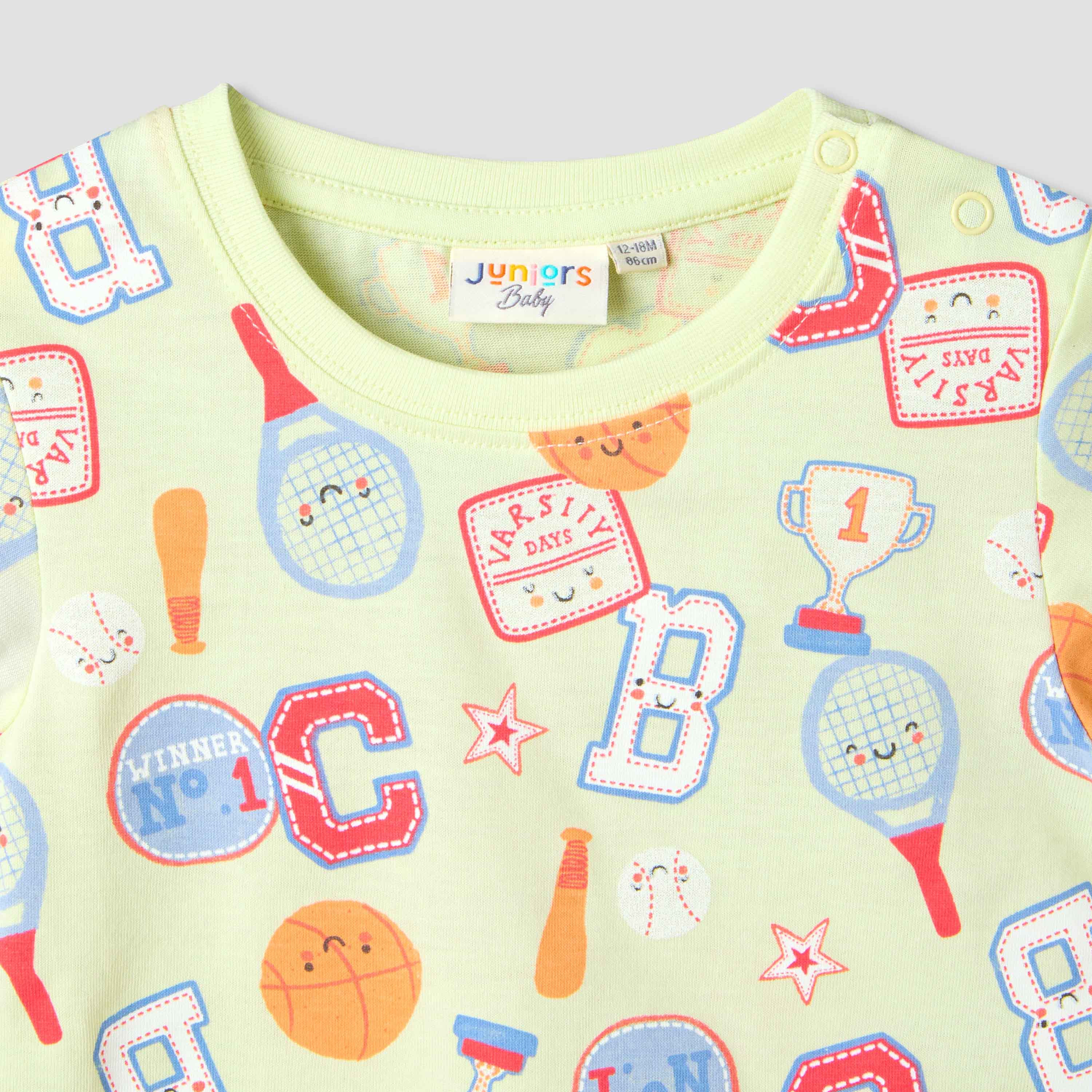 Set of 3 Juniors Round Neck Short Sleeve T-shirt and Shorts Set with Print-baby-boys-clothing-setsandcoords-image-6