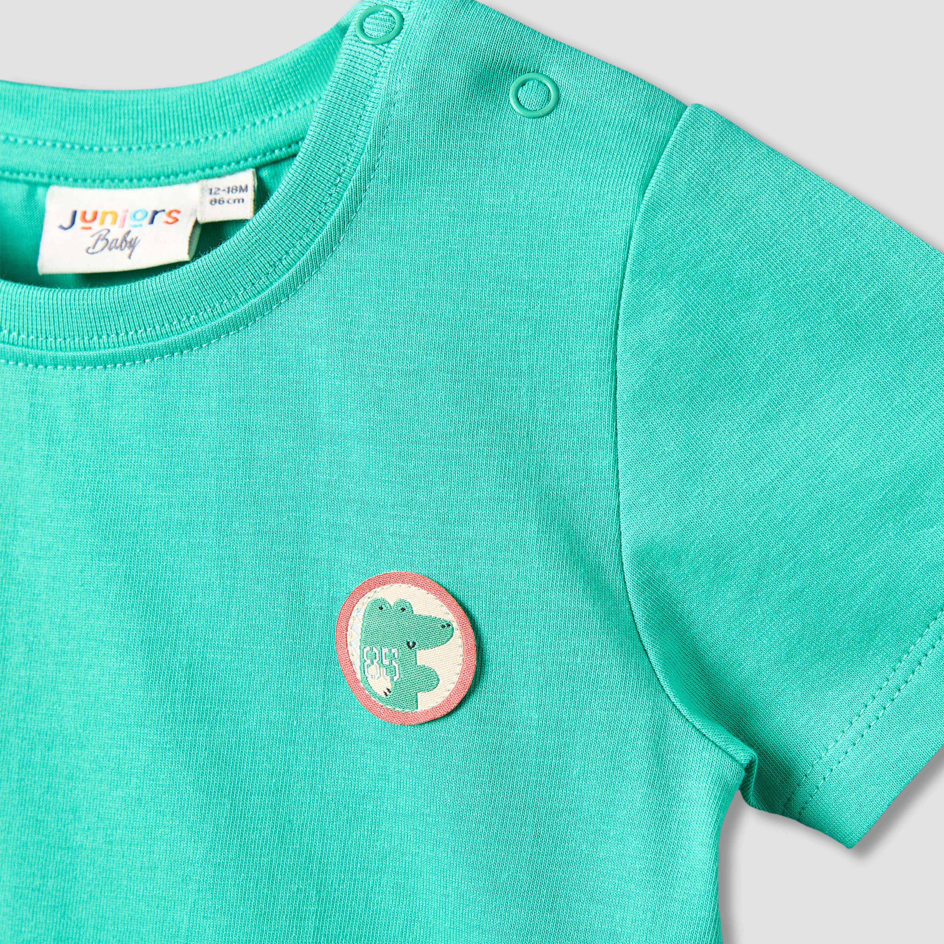 Juniors Crew Neck Short Sleeves T-shirt and Dungaree Set with Safari Print-baby-boys-clothing-setsandcoords-image-6