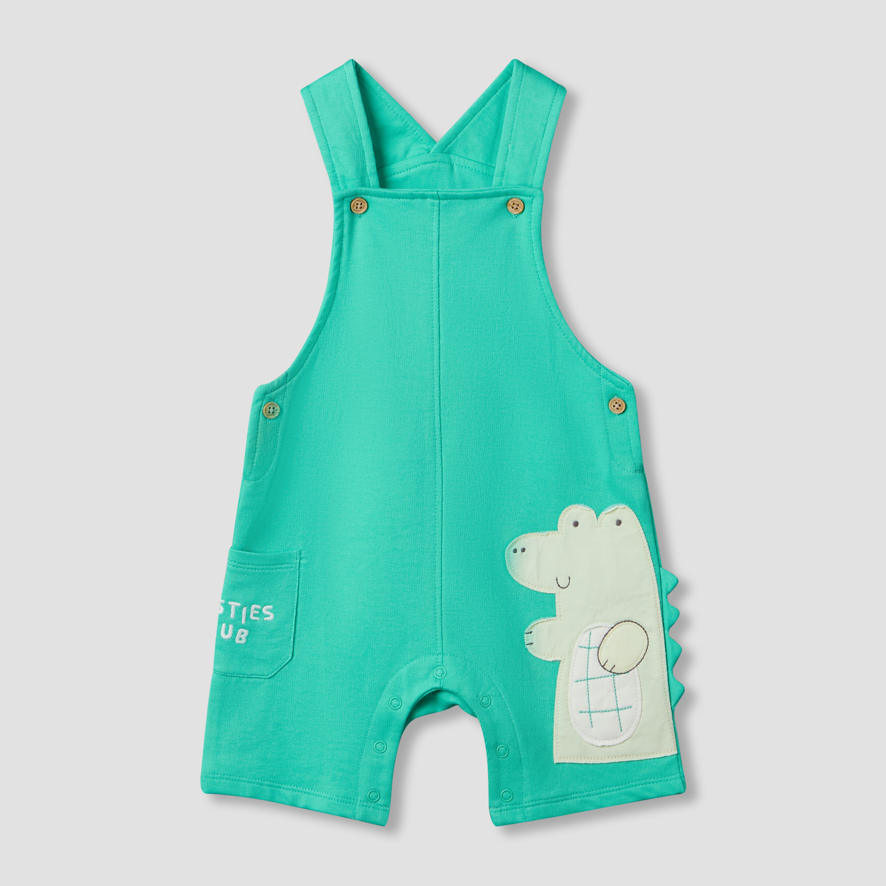 Juniors Round Neck Short Sleeve T-shirt and Dungaree Set with Alligator Applique-baby-boys-clothing-setsandcoords-image-4
