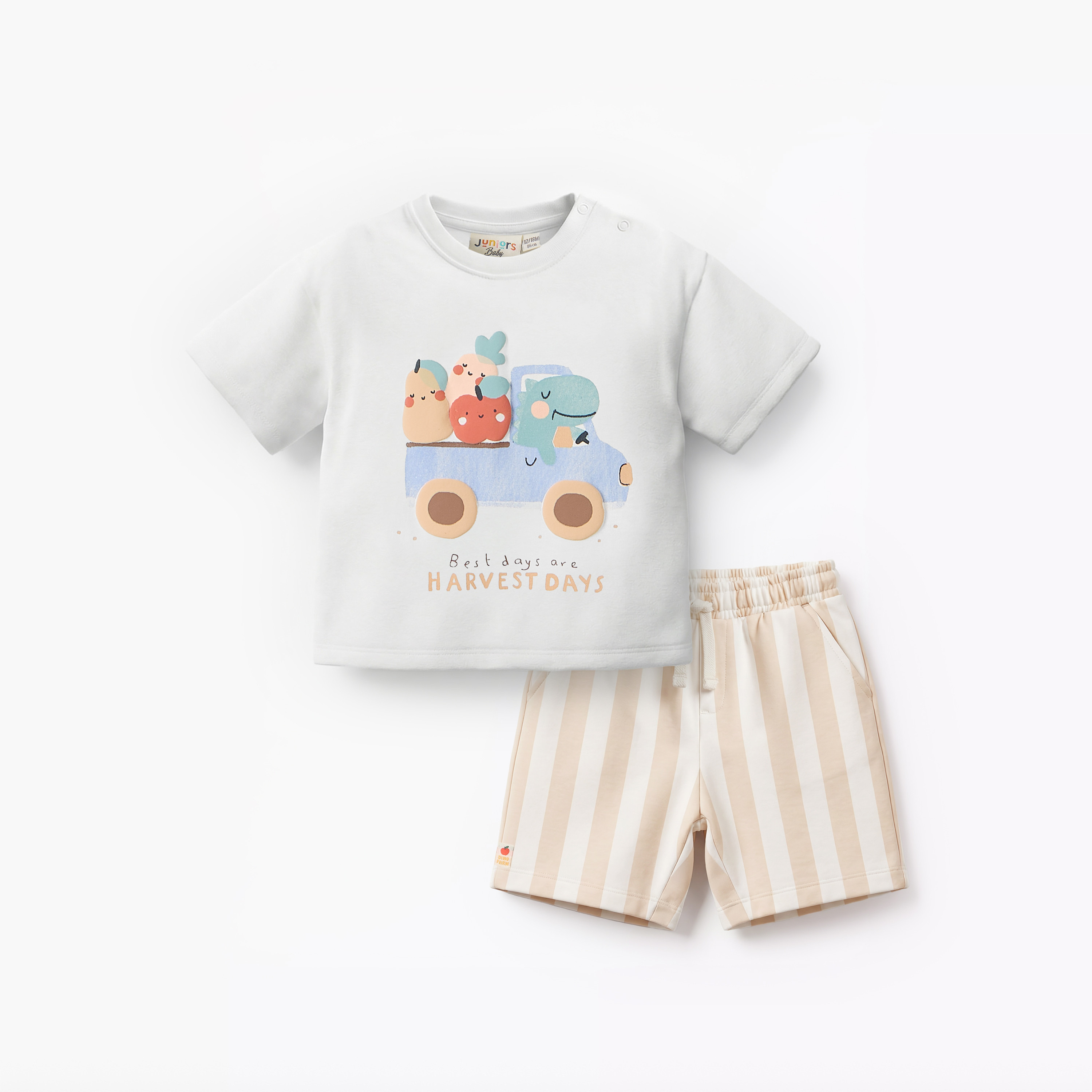 طقم شورت وتيشيرت بأكمام قصيرة وياقة ضيقة وطبعات من جونيورز-baby-boys-clothing-setsandcoords-image-2