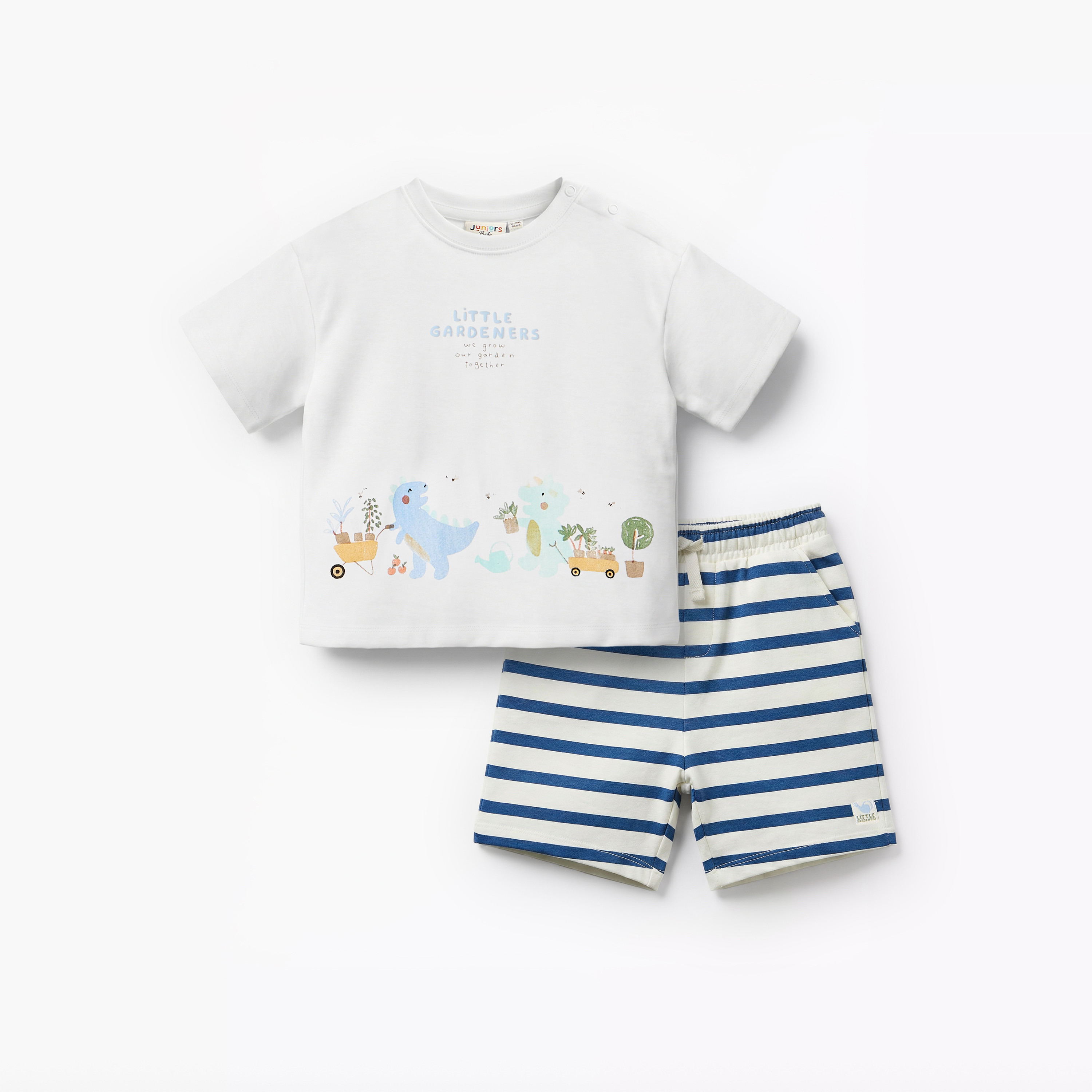 Juniors Crew Neck Short Sleeves T-shirt and Shorts Set with Print-baby-boys-clothing-setsandcoords-image-2