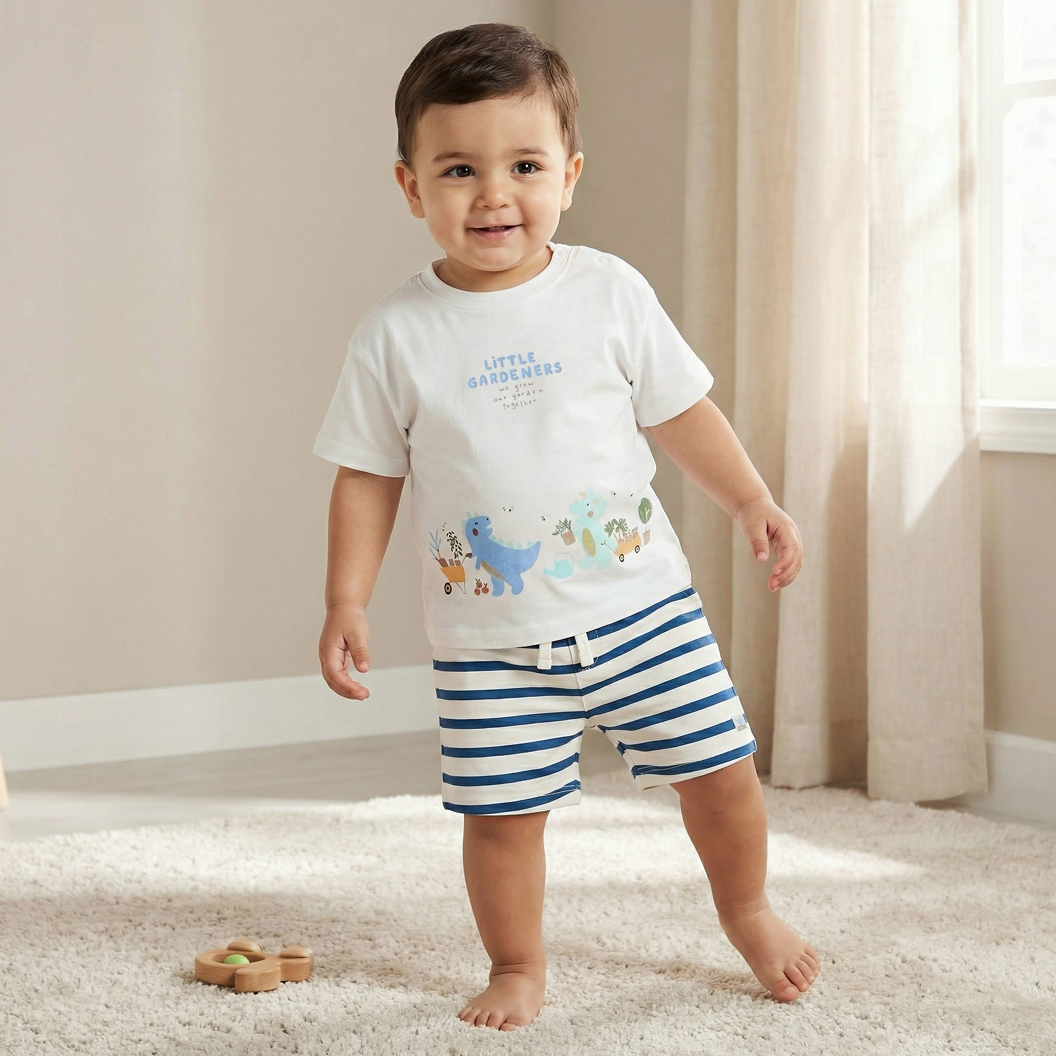 Juniors Crew Neck Short Sleeves T-shirt and Shorts Set with Print-baby-boys-clothing-setsandcoords-image-1