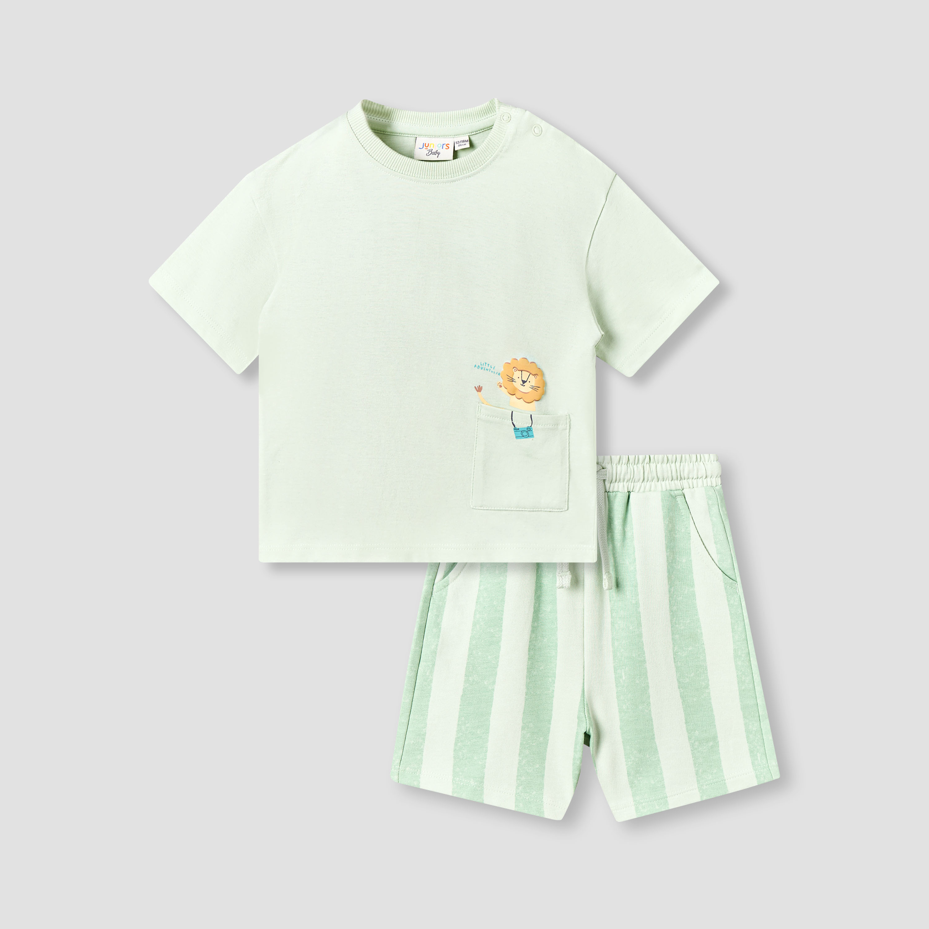 Juniors Crew Neck Short Sleeves T-shirt and Shorts Set with Print-baby-boys-clothing-setsandcoords-image-1