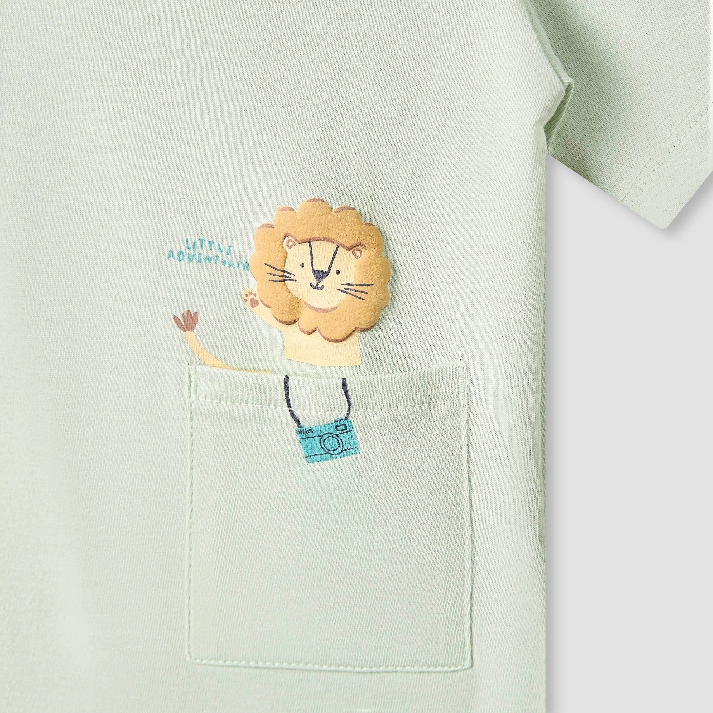 Juniors Crew Neck Short Sleeves T-shirt and Shorts Set with Print-baby-boys-clothing-setsandcoords-image-4