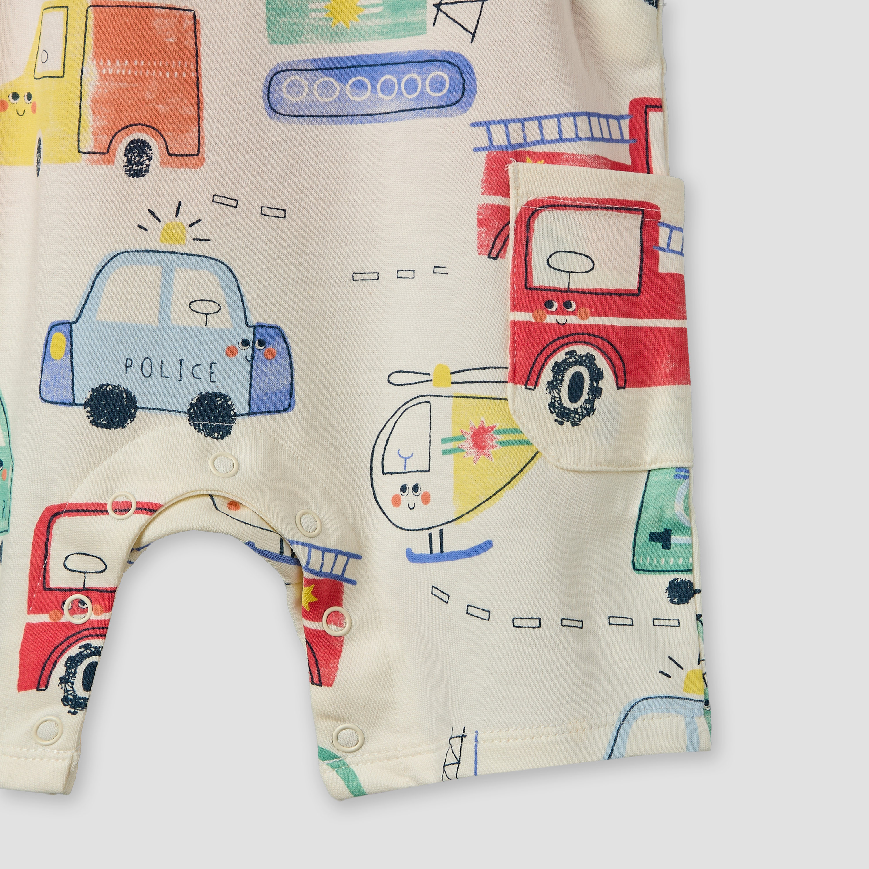 Juniors Crew Neck Short Sleeves T-shirt and Dungaree Set with Vehicle Print-baby-boys-clothing-setsandcoords-image-6