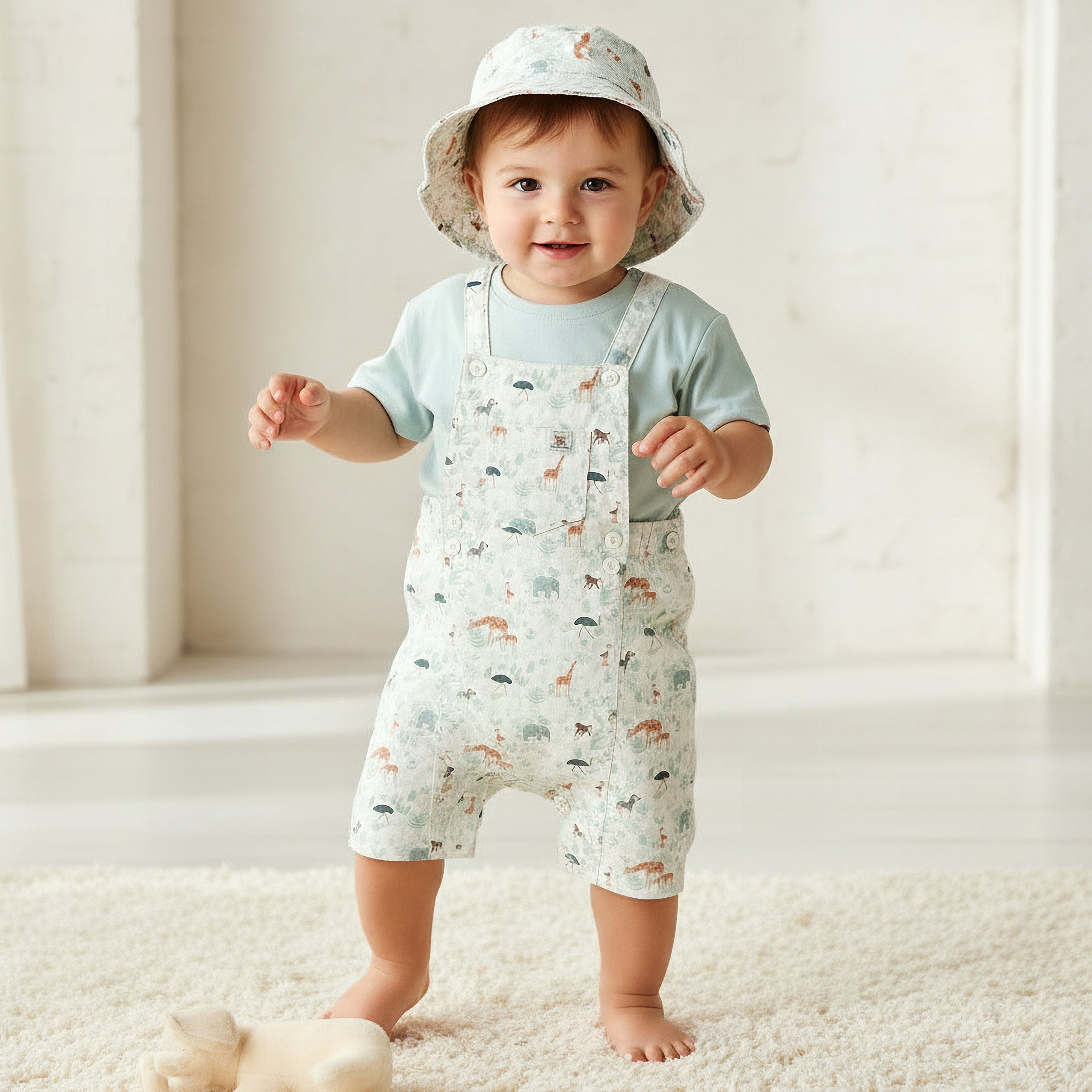 تيشيرت بأكمام قصيرة وياقة مستديرة مع دنغري وكاب من جونيورز-baby-boys-clothing-setsandcoords-image-9