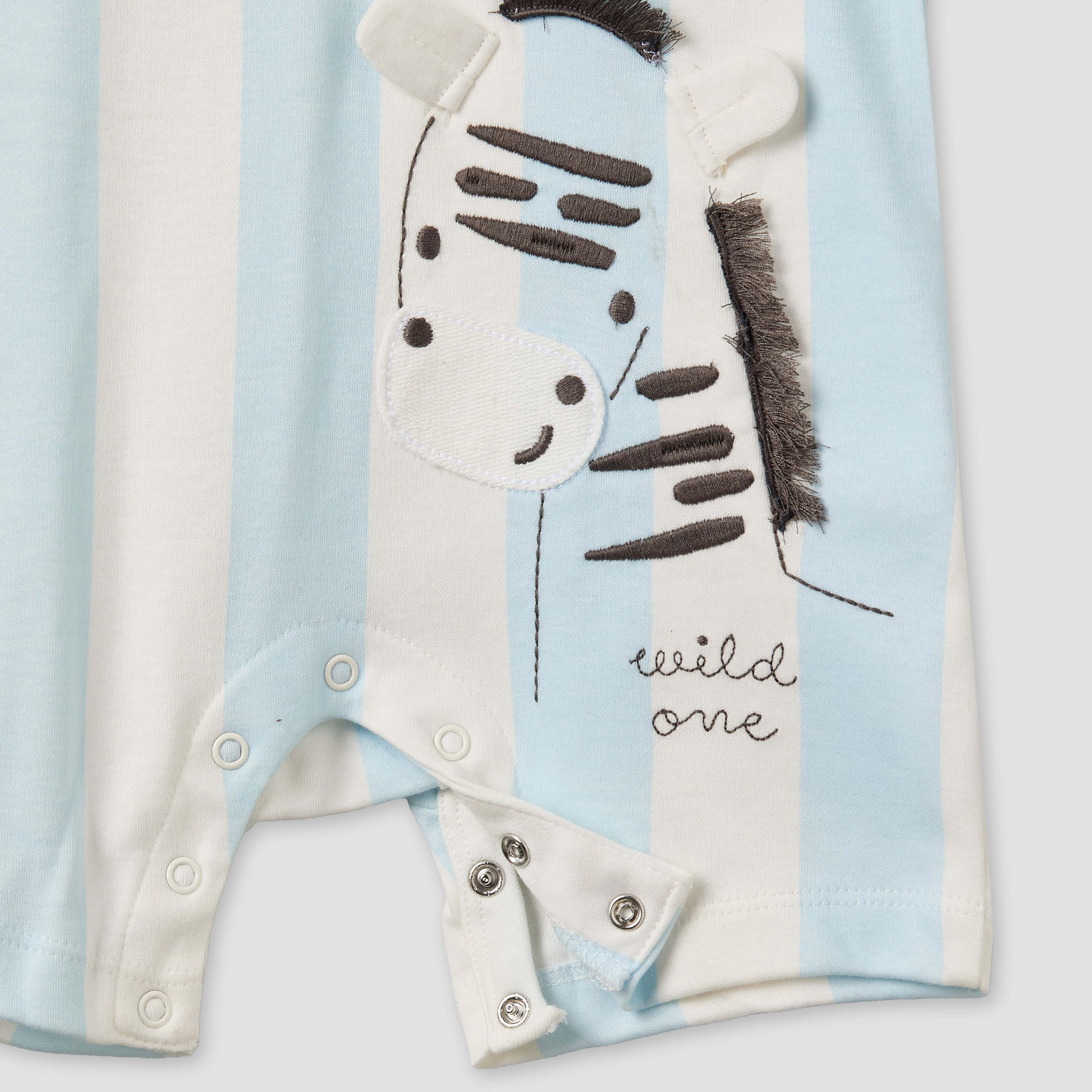 Juniors Henley Neck Short Sleeve Romper with Zebra Applique-baby-boys-clothing-rompers-image-5