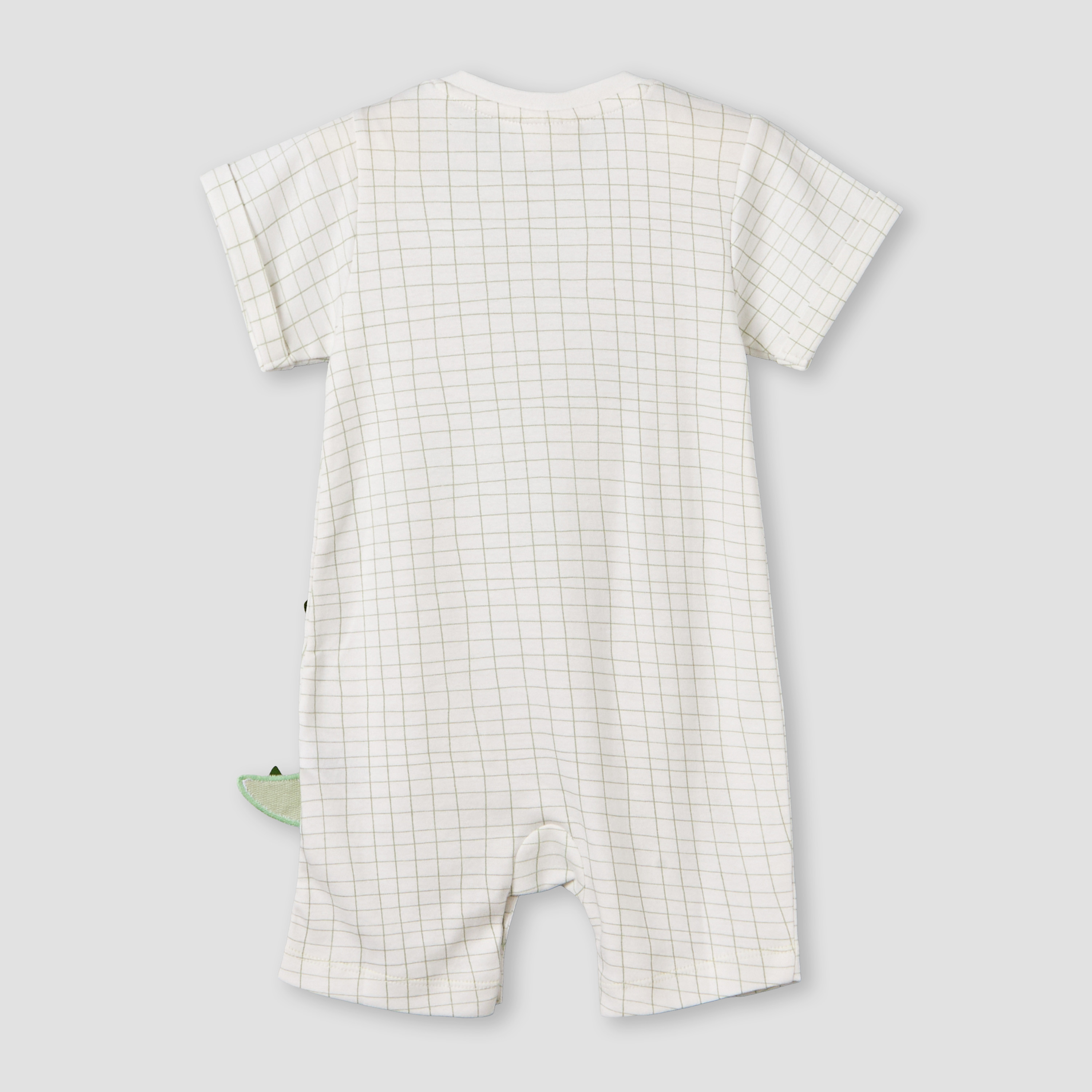 Juniors Crew Neck Short Sleeves Romper with Crocodile Applique-baby-boys-clothing-rompers-image-3