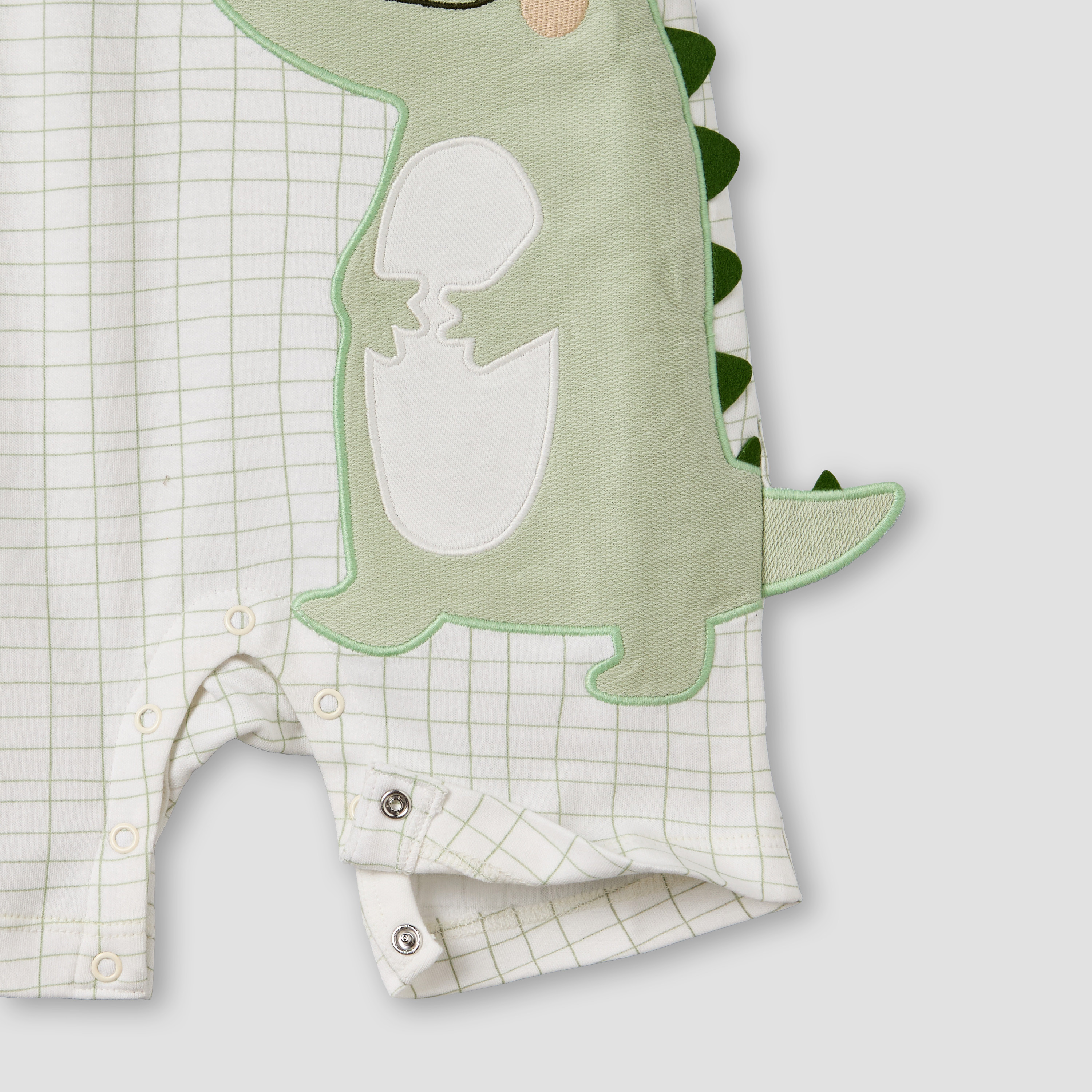 Juniors Crew Neck Short Sleeves Romper with Crocodile Applique-baby-boys-clothing-rompers-image-5