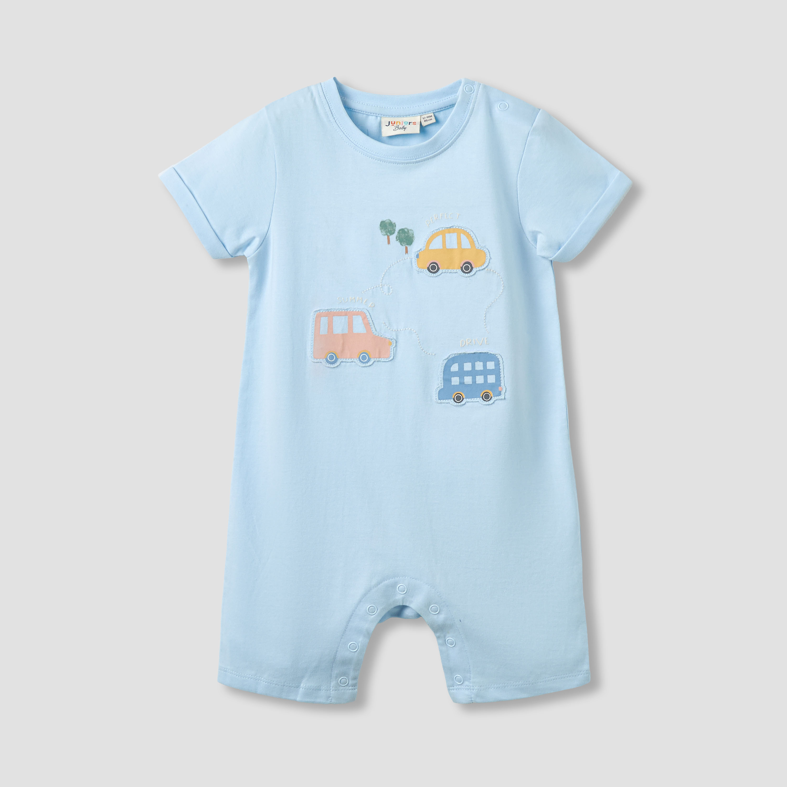 Juniors Crew Neck Short Sleeve Romper with Snap Button Closure - Pack of 2-baby-boys-clothing-rompers-image-3