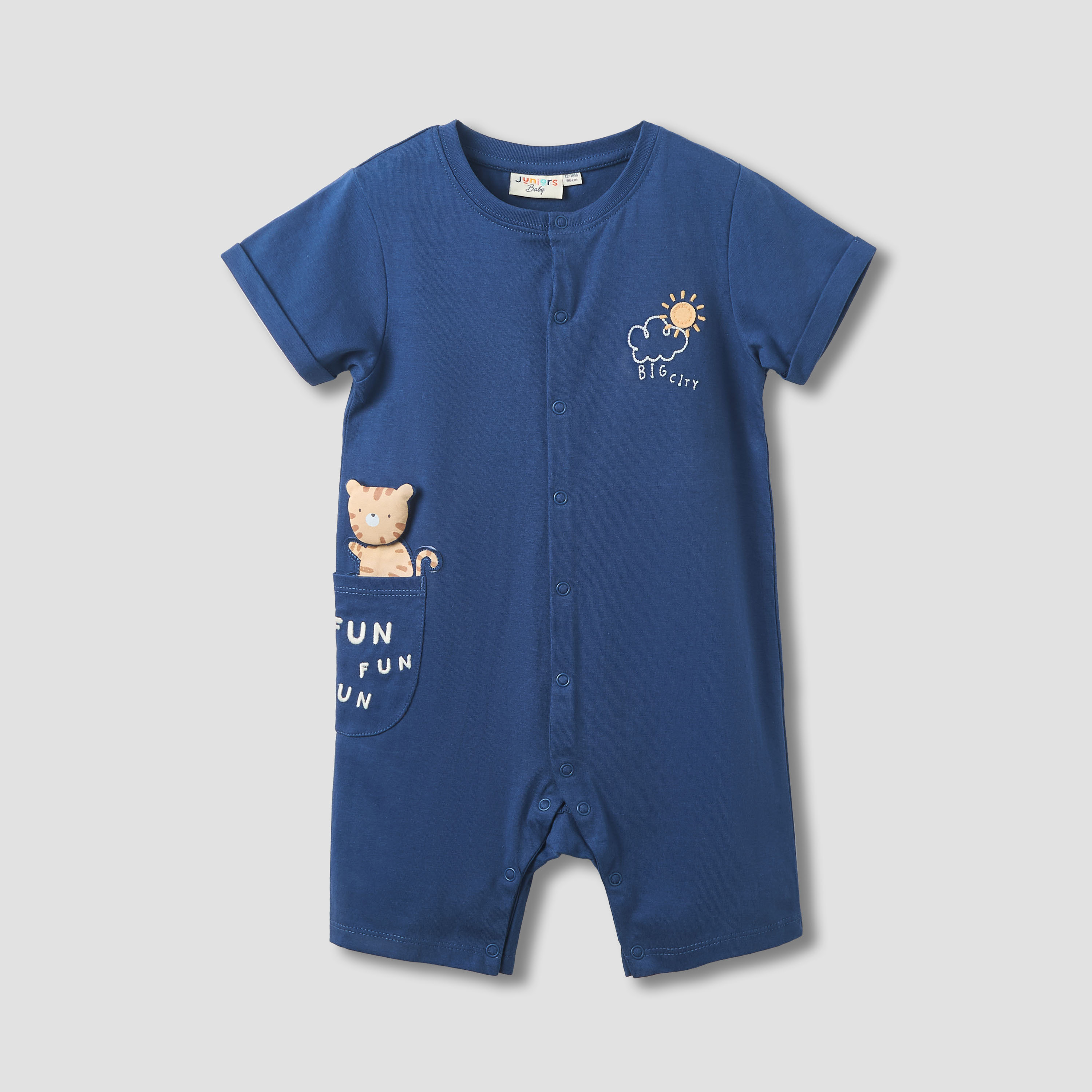 Juniors Crew Neck Short Sleeve Romper with Snap Button Closure - Pack of 2-baby-boys-clothing-rompers-image-4