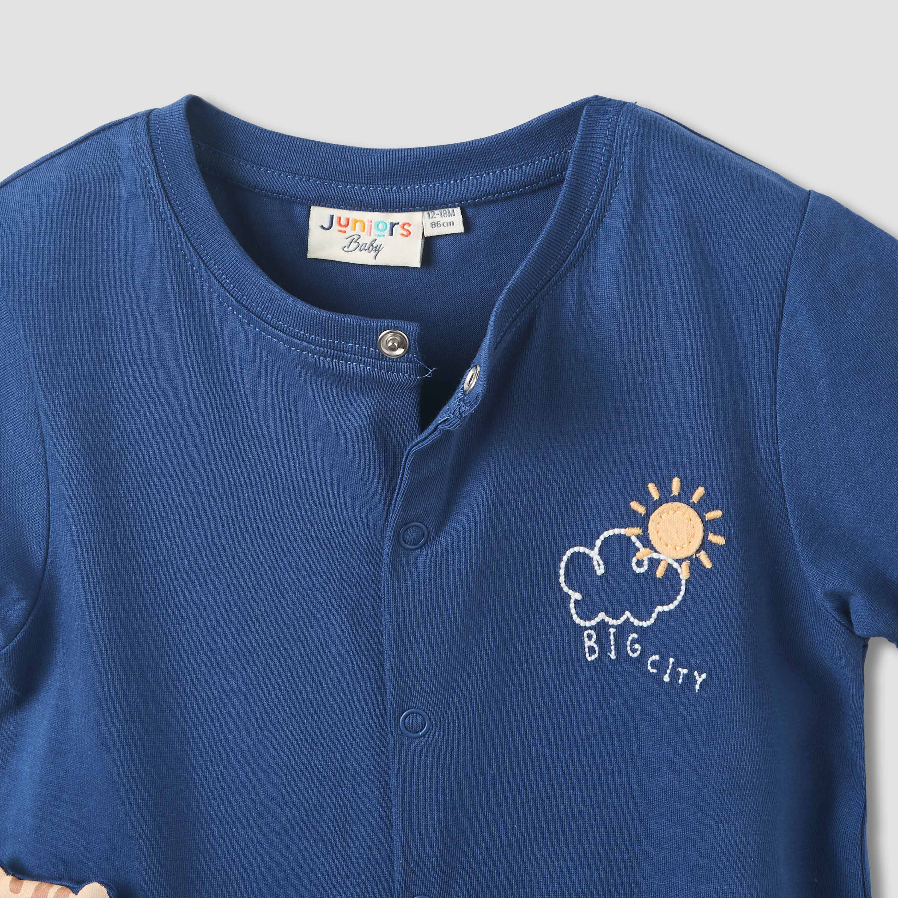 Juniors Crew Neck Short Sleeve Romper with Snap Button Closure - Pack of 2-baby-boys-clothing-rompers-image-5