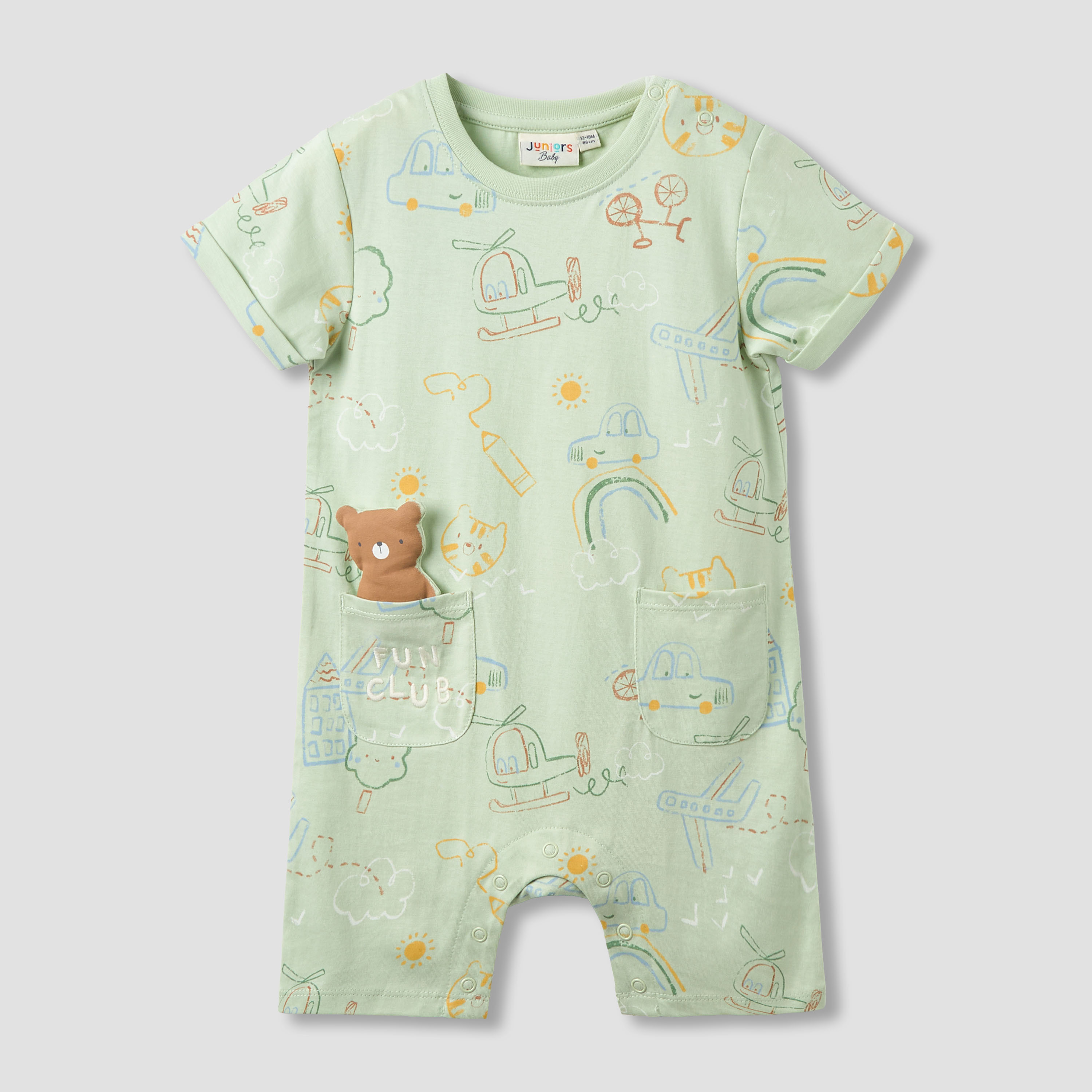 Pack of 2 Juniors Round Neck Short Sleeve Romper with Snap Button Closure-baby-boys-clothing-multipacks-image-4