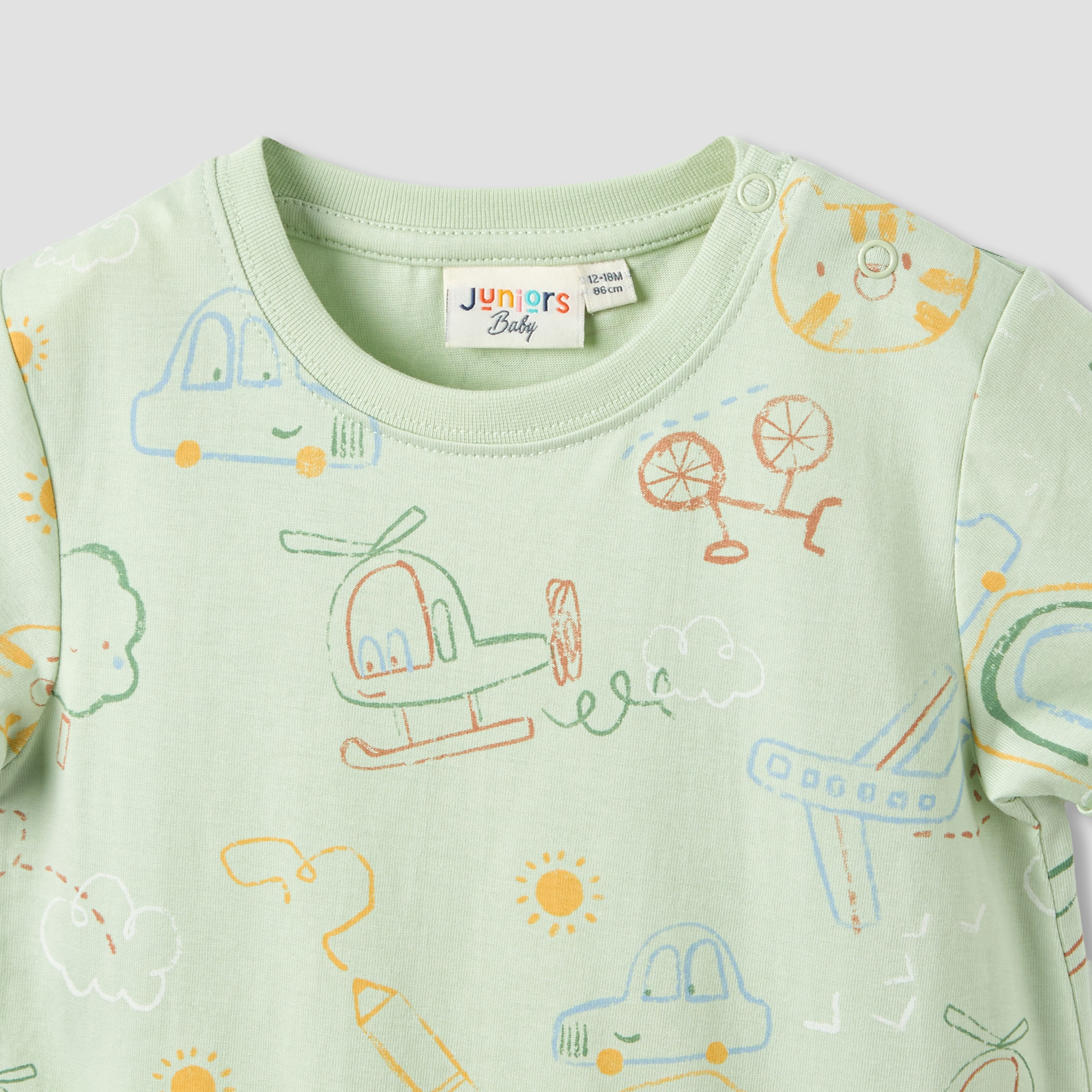 Pack of 2 Juniors Round Neck Short Sleeve Romper with Snap Button Closure-baby-boys-clothing-multipacks-image-5